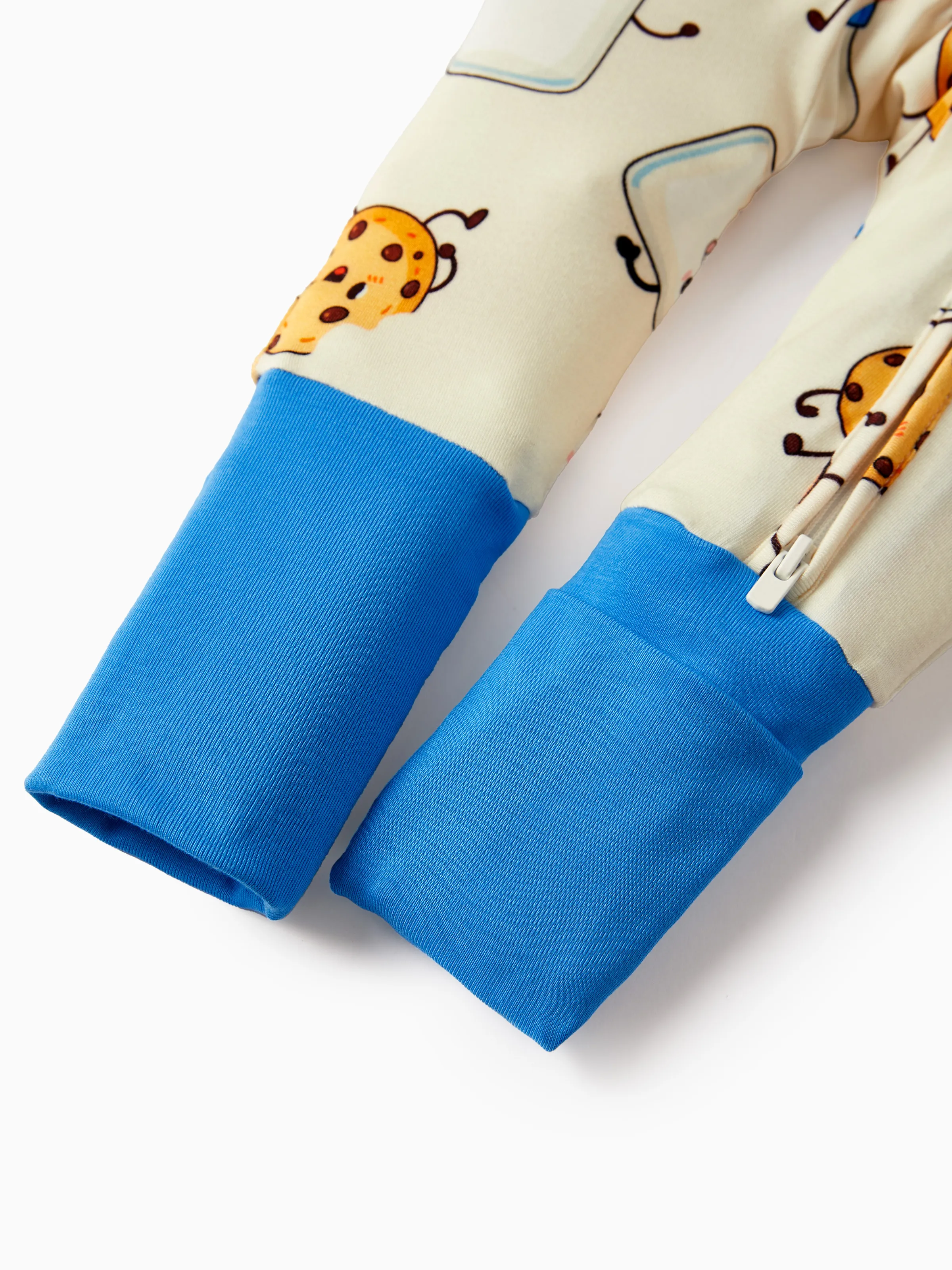 Bamboo Baby Boy/Girl Animal Printed 2-Way Zip Onesies Anti Slip Long-sleeve Footie with Hairband Blue - Image 9