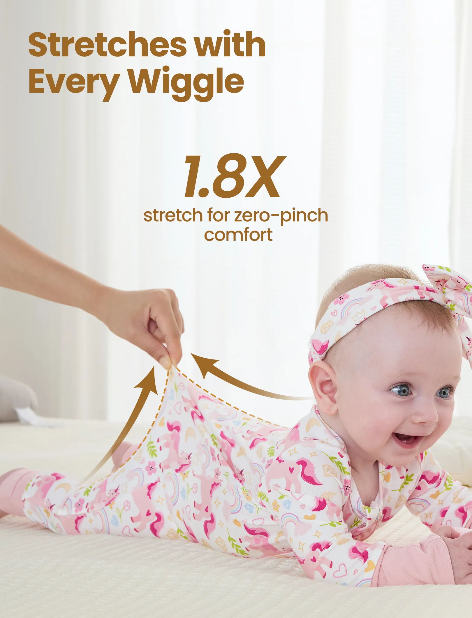 Bamboo Baby Boy/Girl Animal Printed 2-Way Zipper Anti Slip Long-sleeve Footie with/without Hairband Pink - Image 6