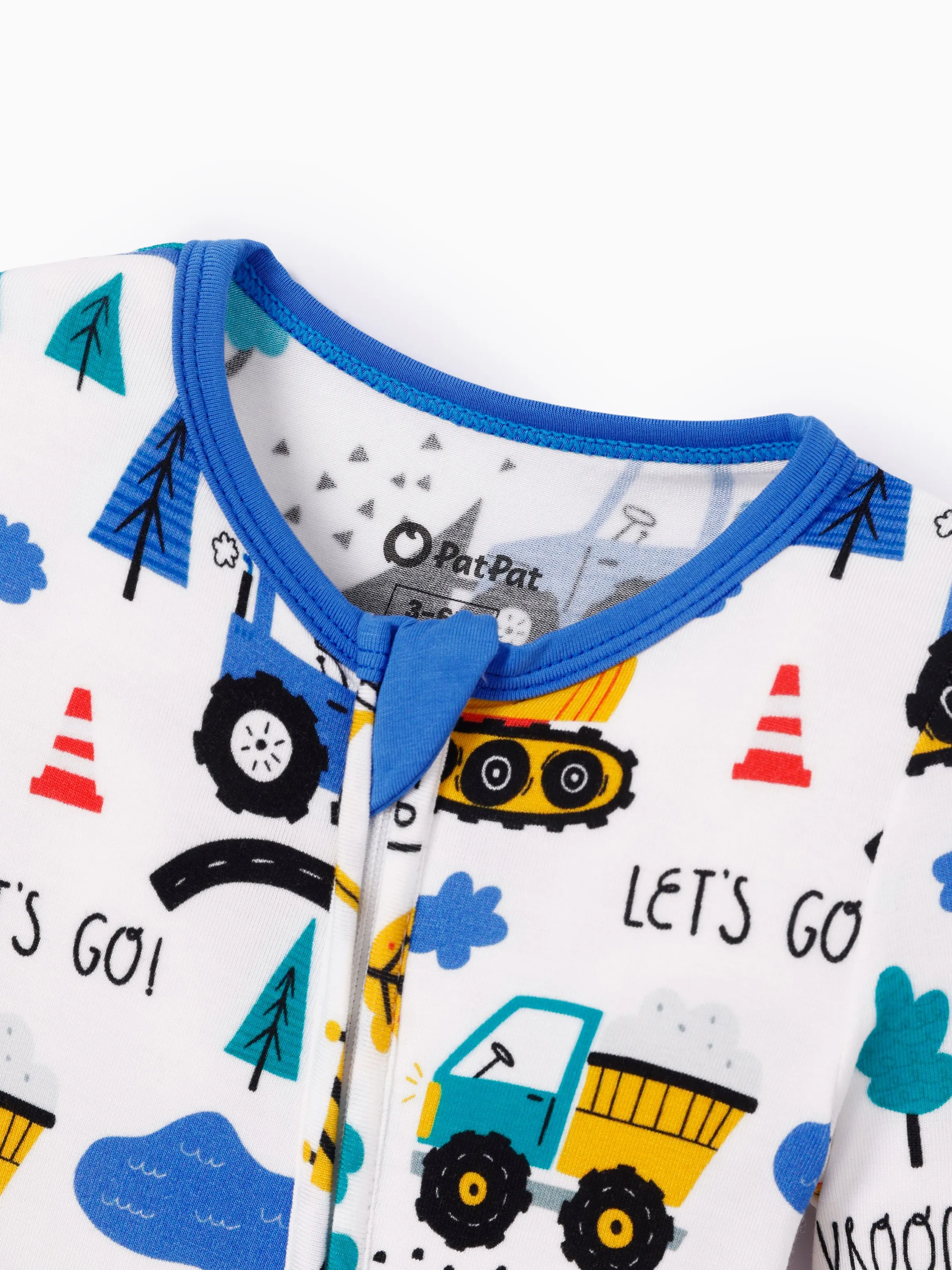 Bamboo Baby Boy/Girl Cartoon Printed 2-Way Zip Onesies Anti Slip Long-sleeve Footie Blue - Image 4