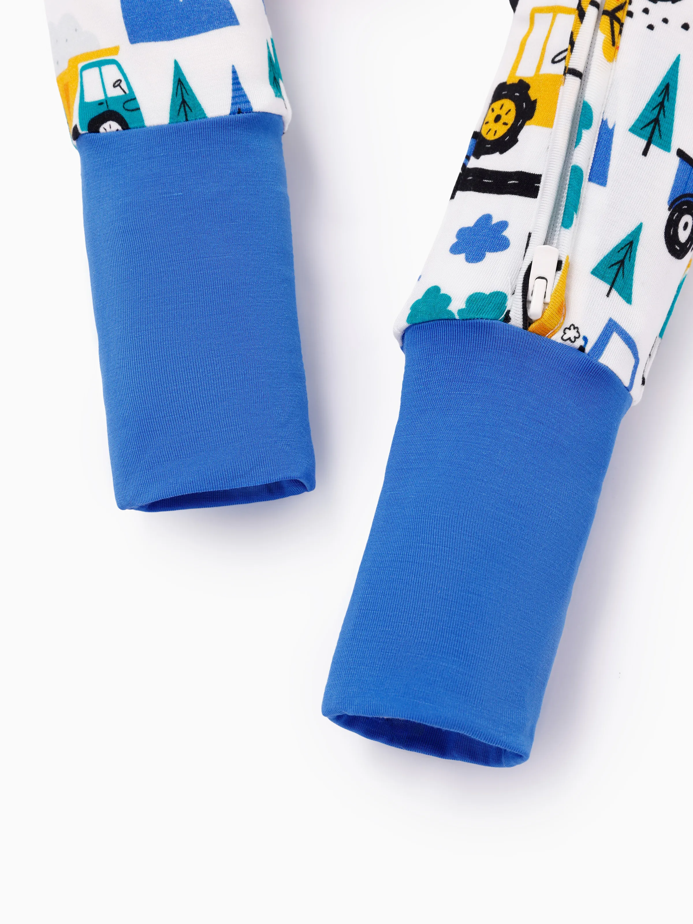 Bamboo Baby Boy/Girl Cartoon Printed 2-Way Zip Onesies Anti Slip Long-sleeve Footie Blue - Image 8