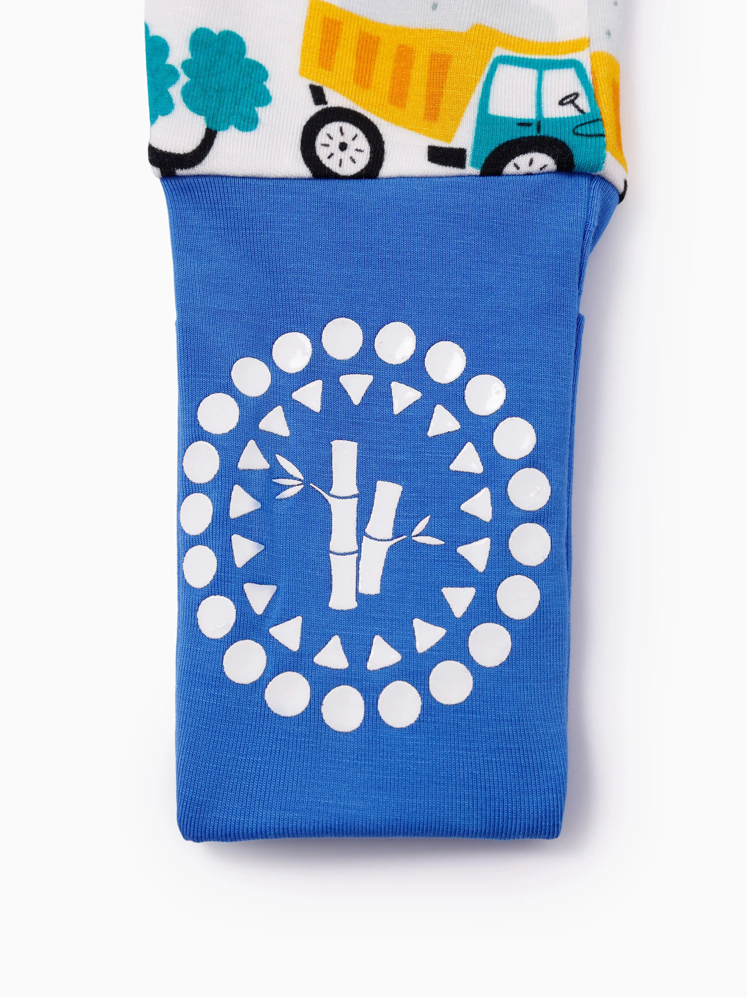 Bamboo Baby Boy/Girl Cartoon Printed 2-Way Zip Onesies Anti Slip Long-sleeve Footie Blue - Image 9