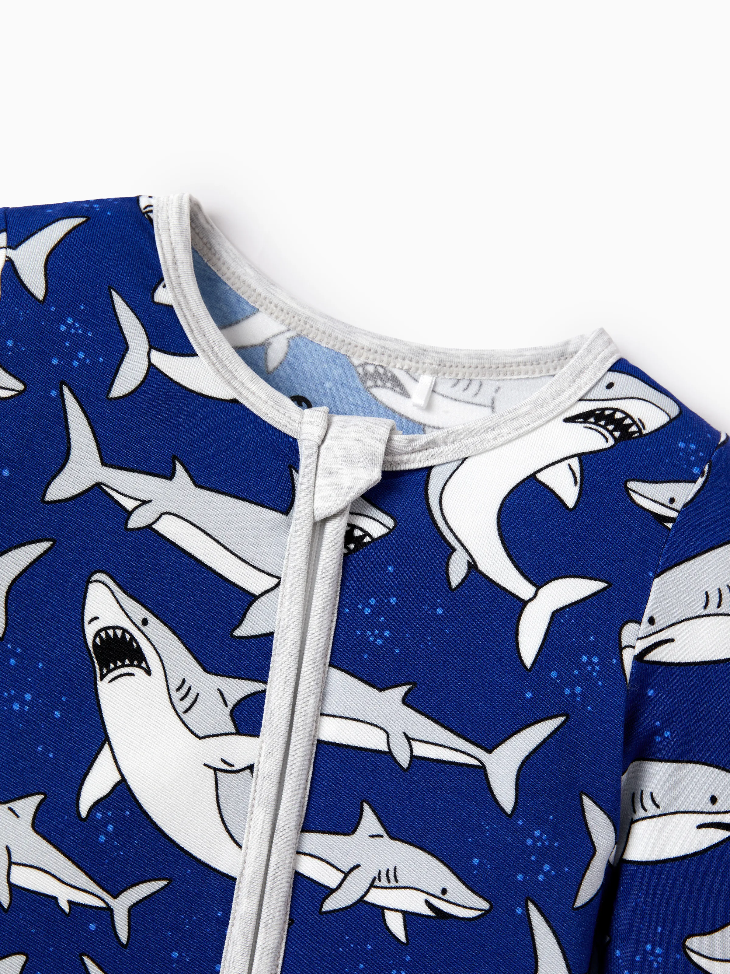 Bamboo Baby Boy/Girl Cartoon Printed 2-Way Zip Onesies Anti Slip Long-sleeve Footie Deep Blue - Image 5