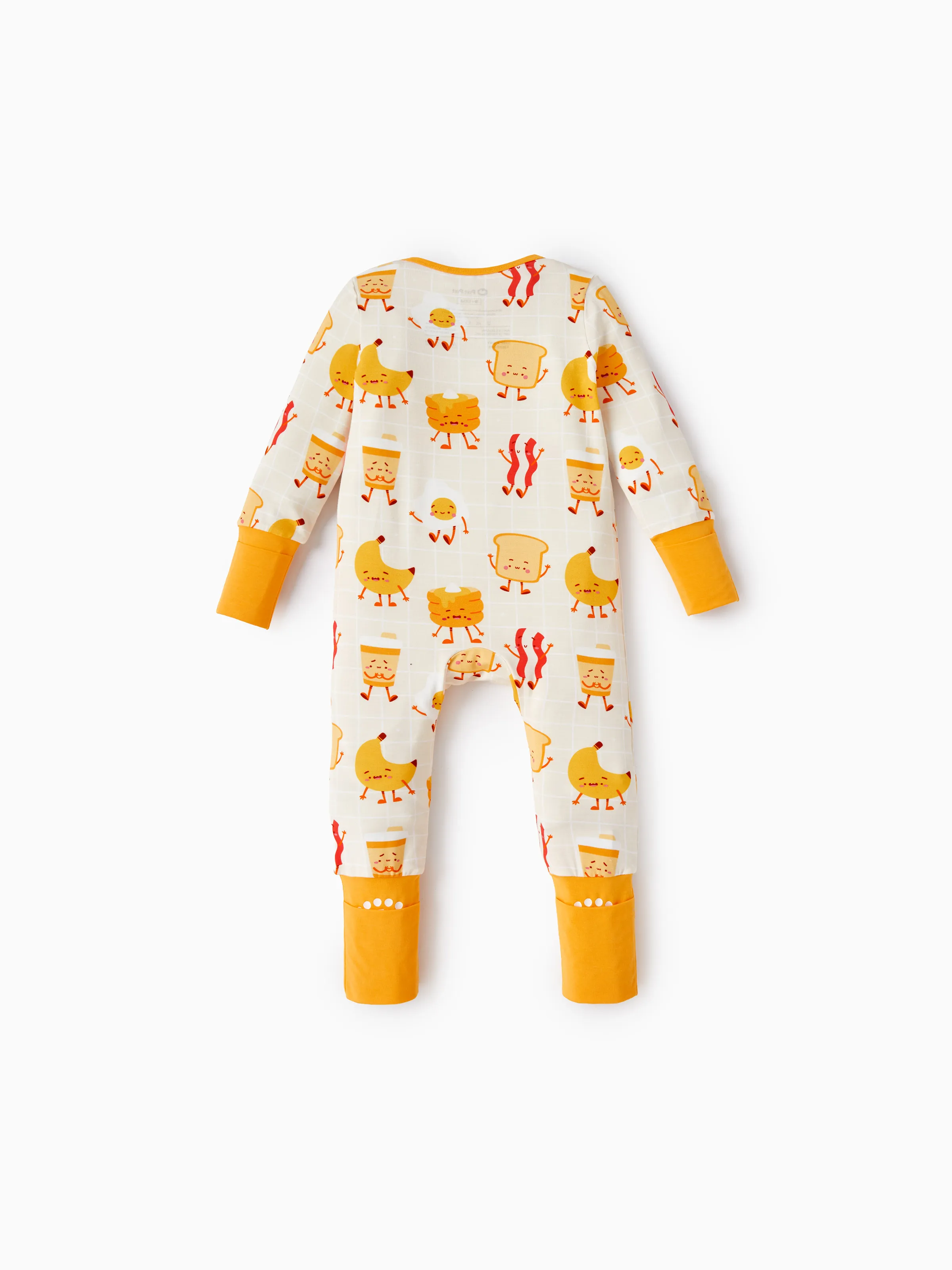 Bamboo Baby Boy/Girl Cartoon Printed 2-Way Zip Onesies Anti Slip Long-sleeve Footie Pale Yellow - Image 5