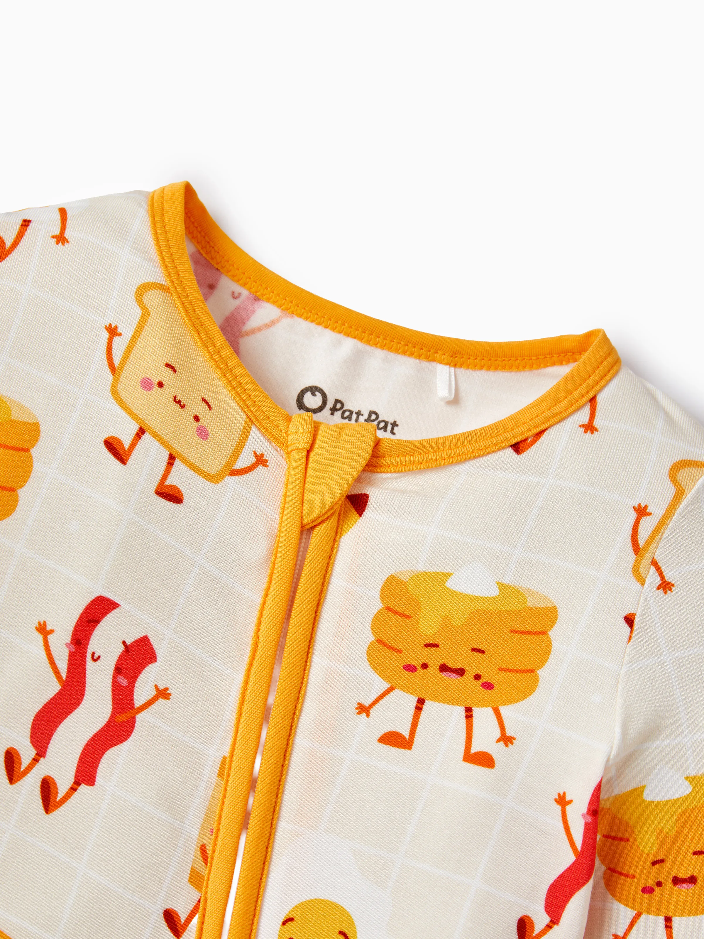 Bamboo Baby Boy/Girl Cartoon Printed 2-Way Zip Onesies Anti Slip Long-sleeve Footie Pale Yellow - Image 6