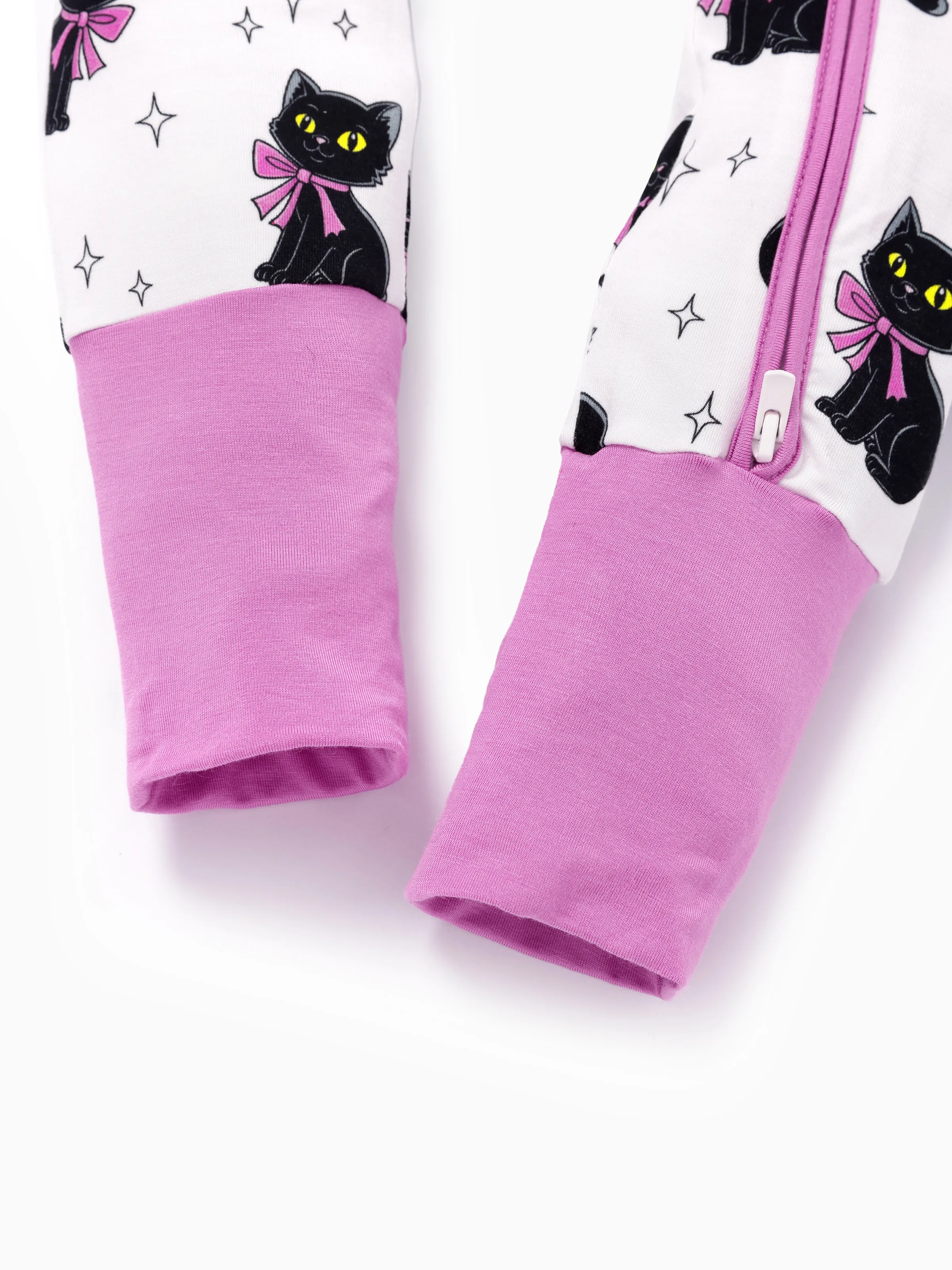 Bamboo Baby Boy/Girl Cartoon Printed 2-Way Zip Onesies Anti Slip Long-sleeve Footie Pink purple - Image 7