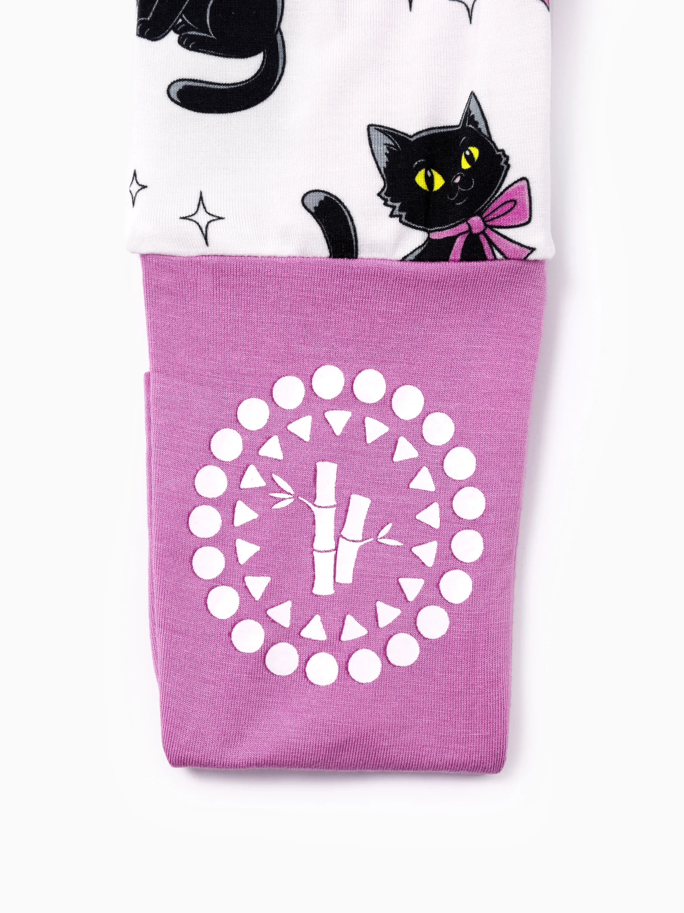 Bamboo Baby Boy/Girl Cartoon Printed 2-Way Zip Onesies Anti Slip Long-sleeve Footie Pink purple - Image 9