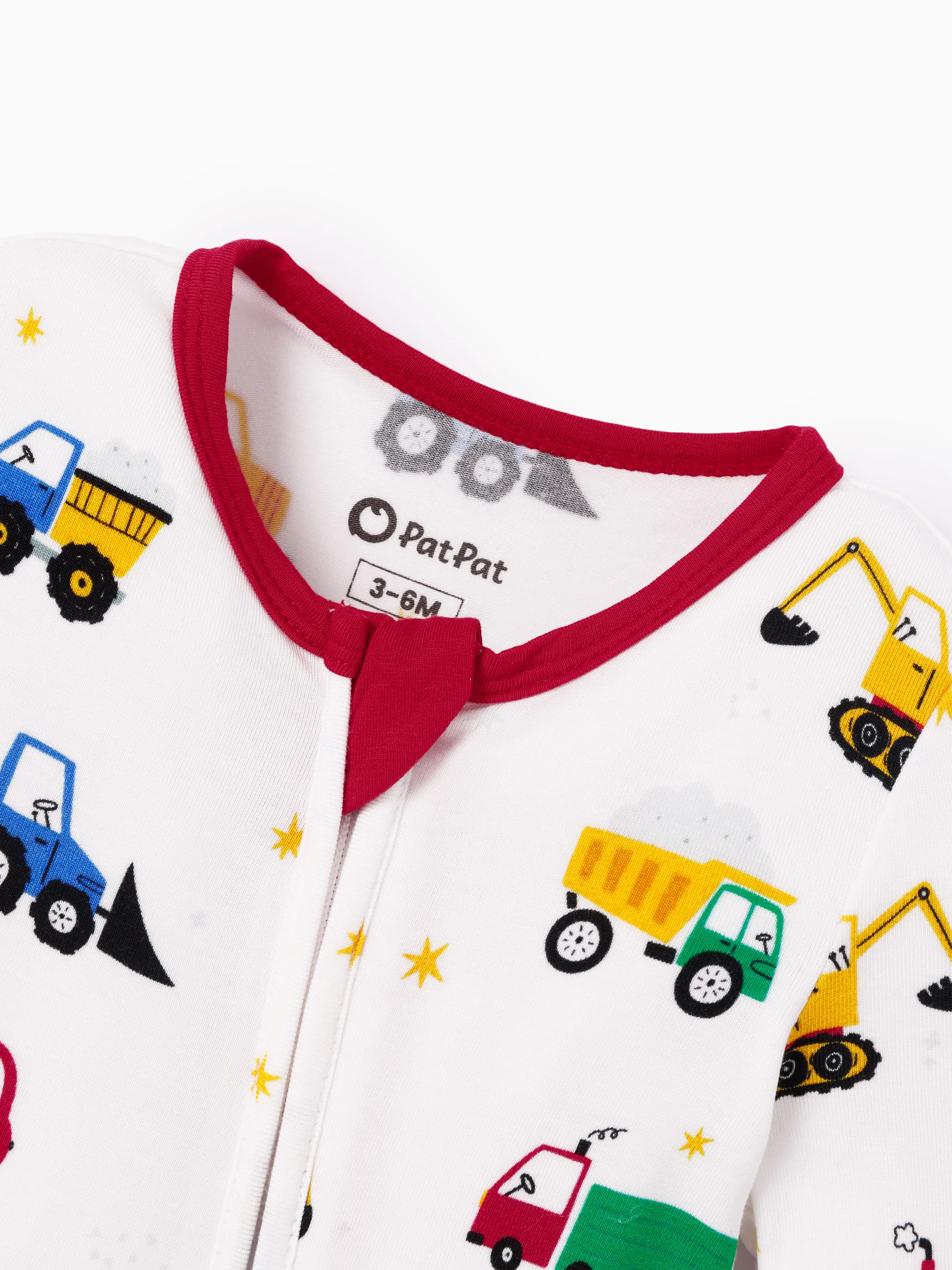 Bamboo Baby Boy/Girl Cartoon Printed 2-Way Zip Onesies Anti Slip Long-sleeve Footie Red - Image 4
