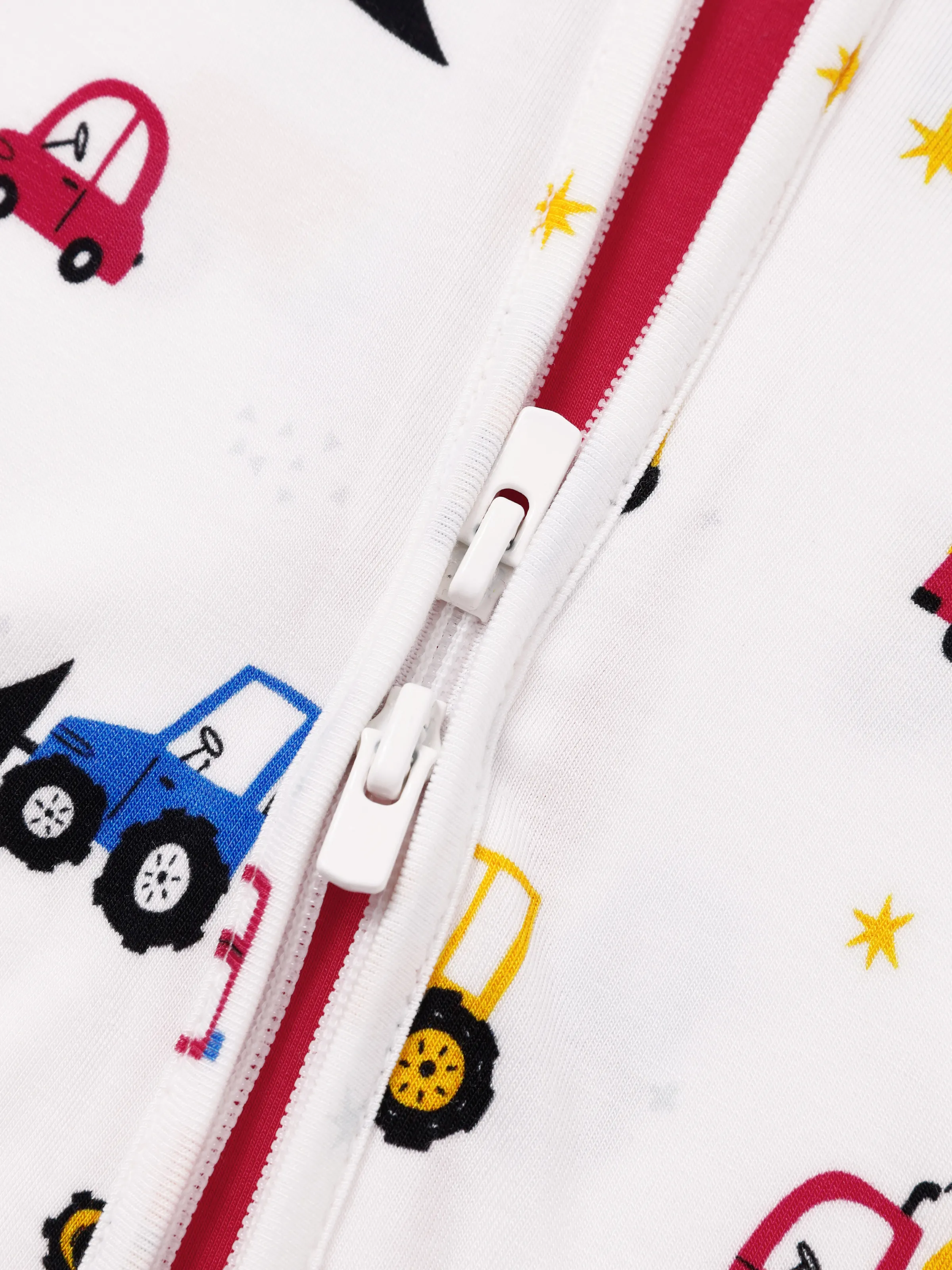 Bamboo Baby Boy/Girl Cartoon Printed 2-Way Zip Onesies Anti Slip Long-sleeve Footie Red - Image 7