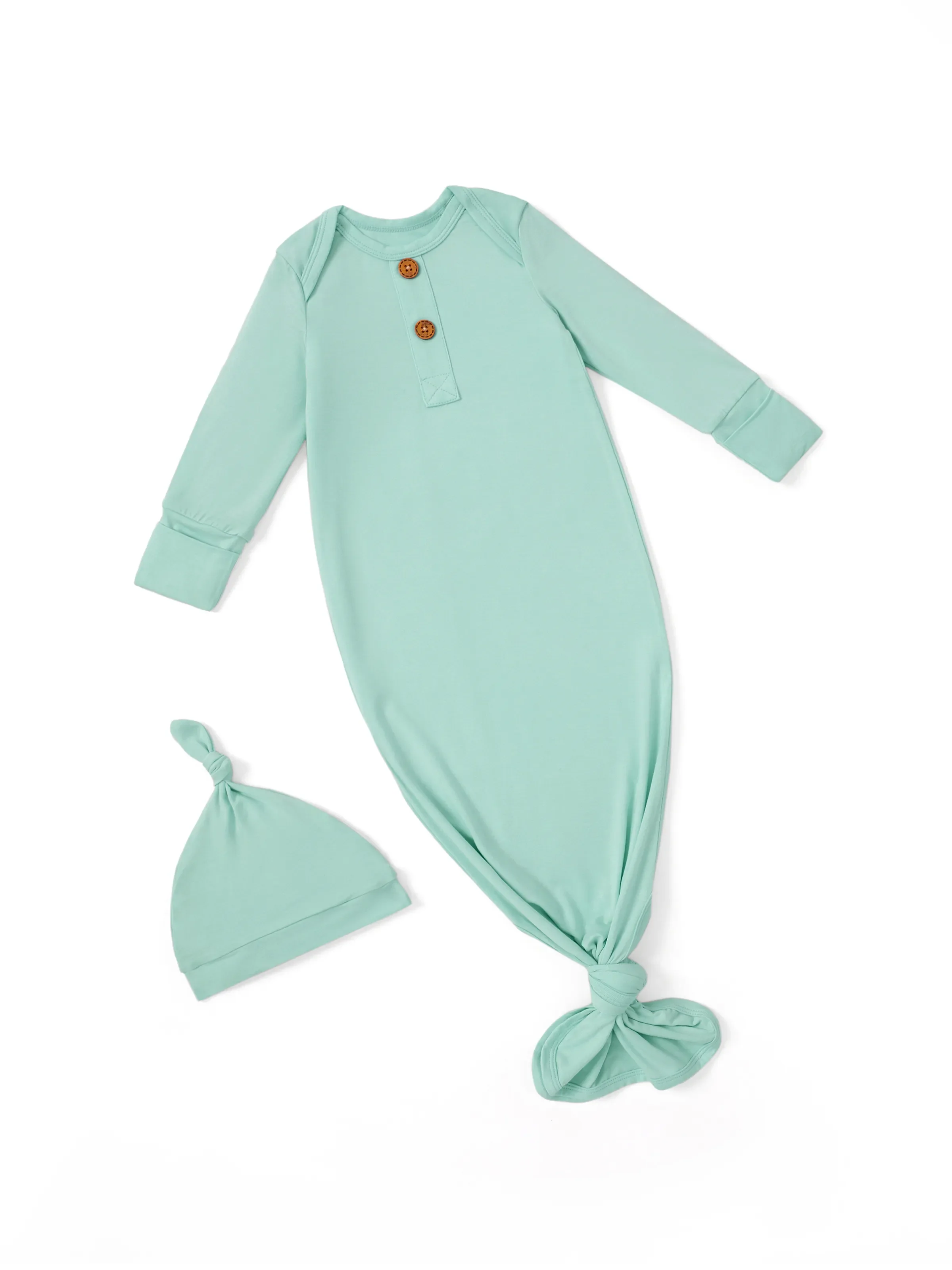 Bamboo Baby Boy/Girl Sleeping Bag Infant Gown with Hat Light Green - Image 3