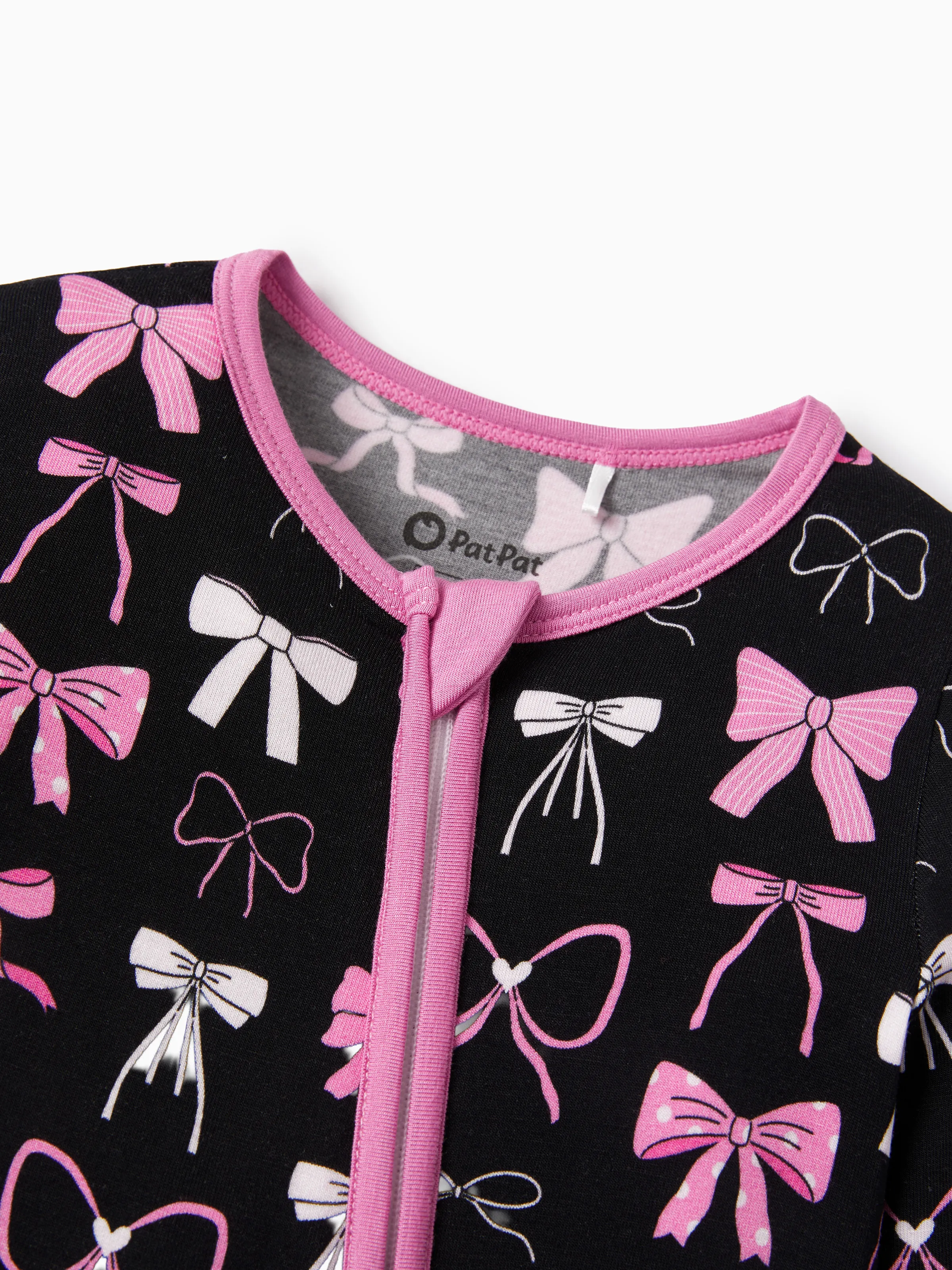 Bamboo Baby Girl Elegant Printed 2-Way Zip Onesies Anti Slip Long-sleeve Footie with Hairband Pink purple - Image 8