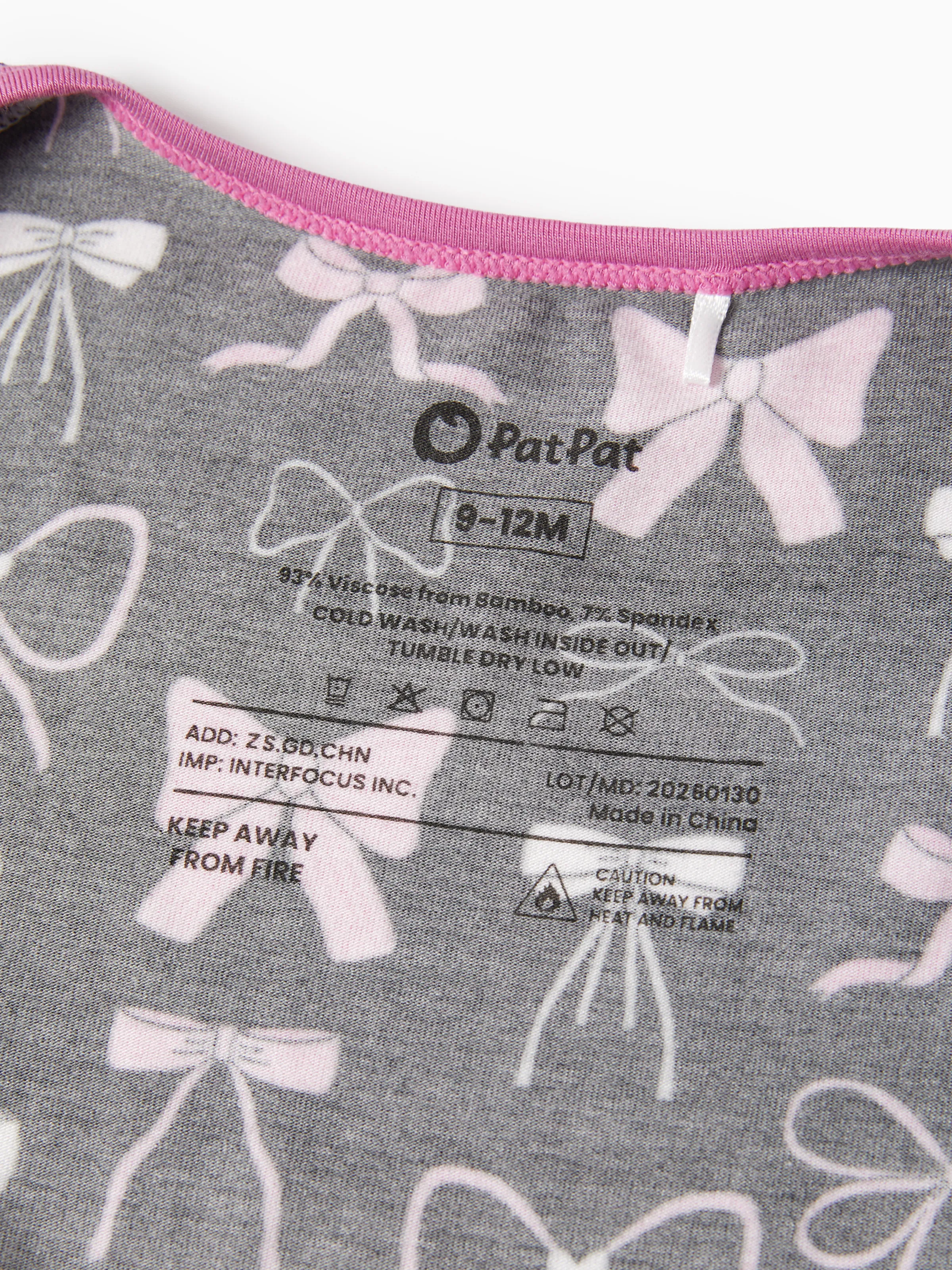 Bamboo Baby Girl Elegant Printed 2-Way Zip Onesies Anti Slip Long-sleeve Footie with Hairband Pink purple - Image 9