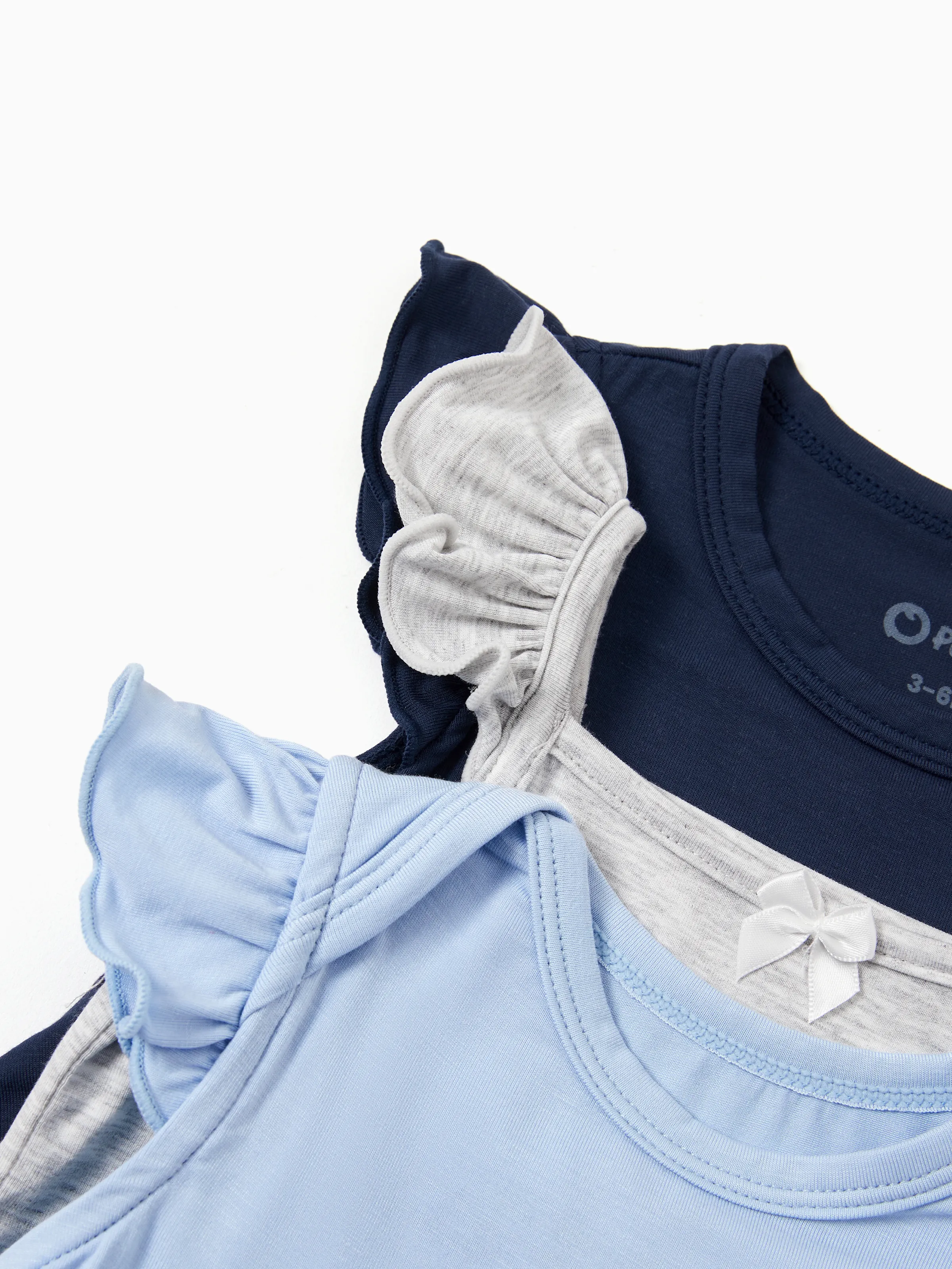 Bamboo Baby Girl Solid Color 3-Piece Rompers Set Blue - Image 2