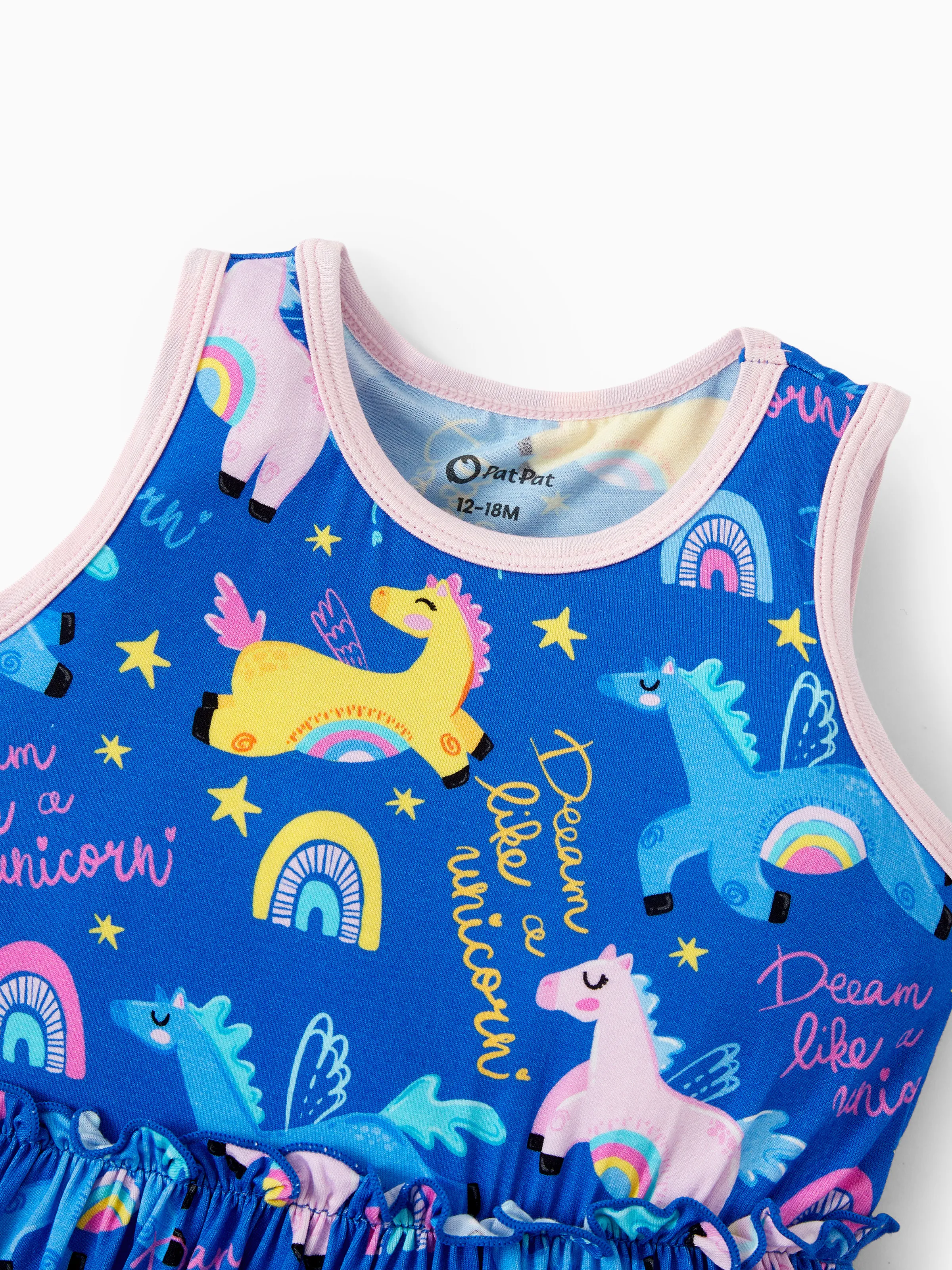 Bamboo Baby Girl Solid Color and Cartoon Animal Pattern 2-Piece Sleeveless Dress With Bodysuit Set Pink - Image 5