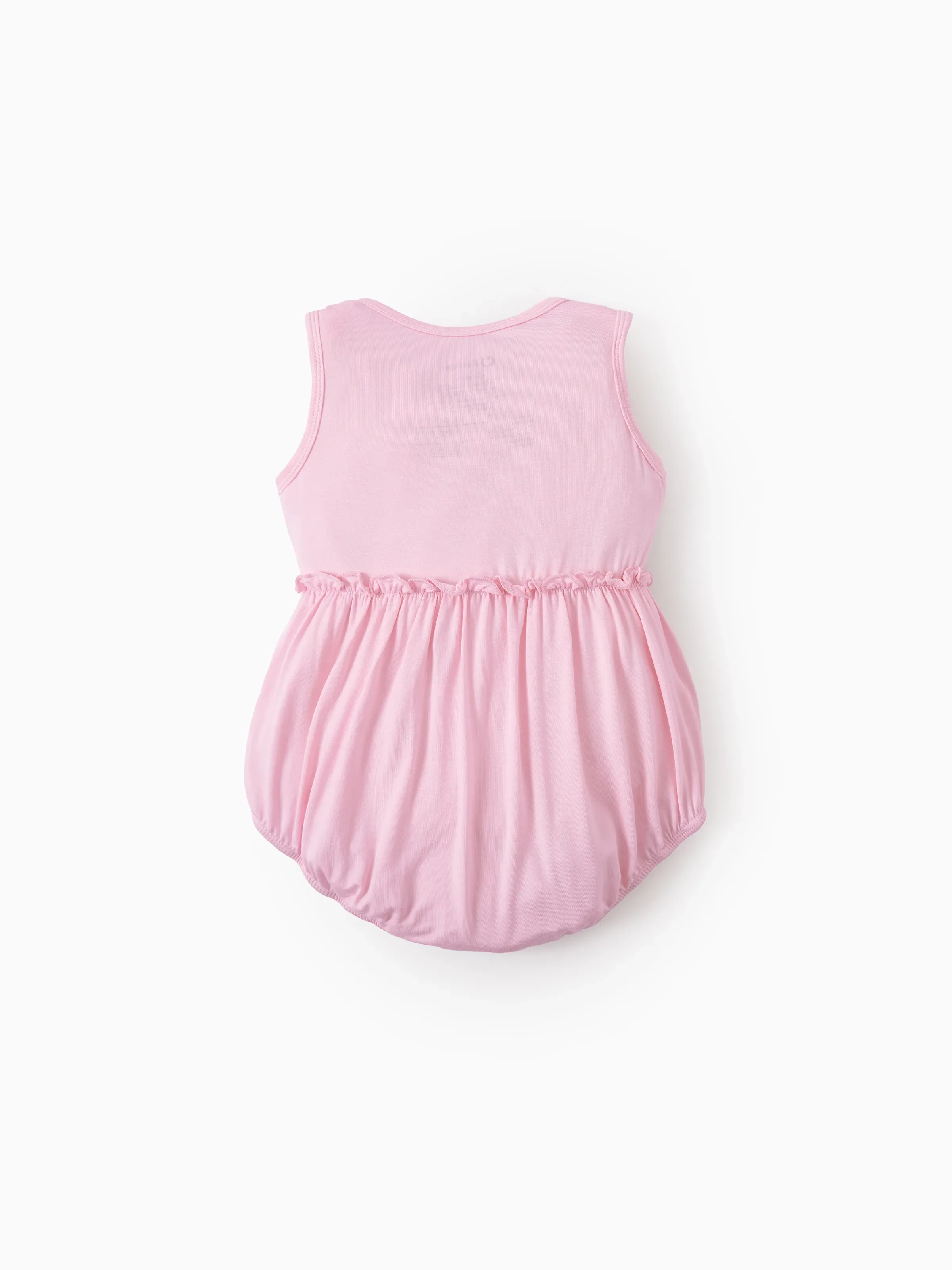 Bamboo Baby Girl Solid Color and Cartoon Animal Pattern 2-Piece Sleeveless Dress With Bodysuit Set Pink - Image 8