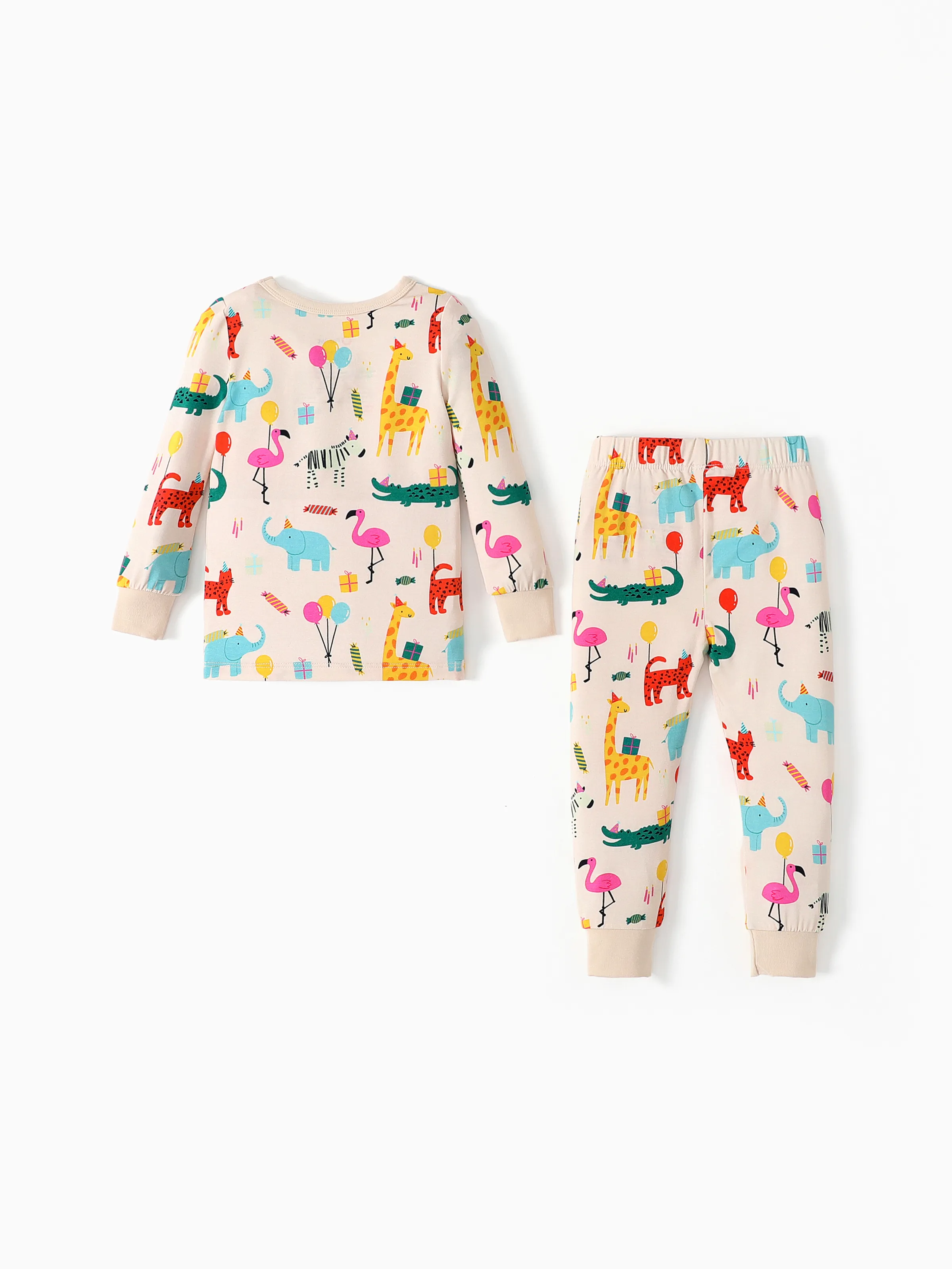 Bamboo Baby/Toddler 2-Piece Childlike Animal Print Snug-Fitting Pajamas Set Apricot - Image 7