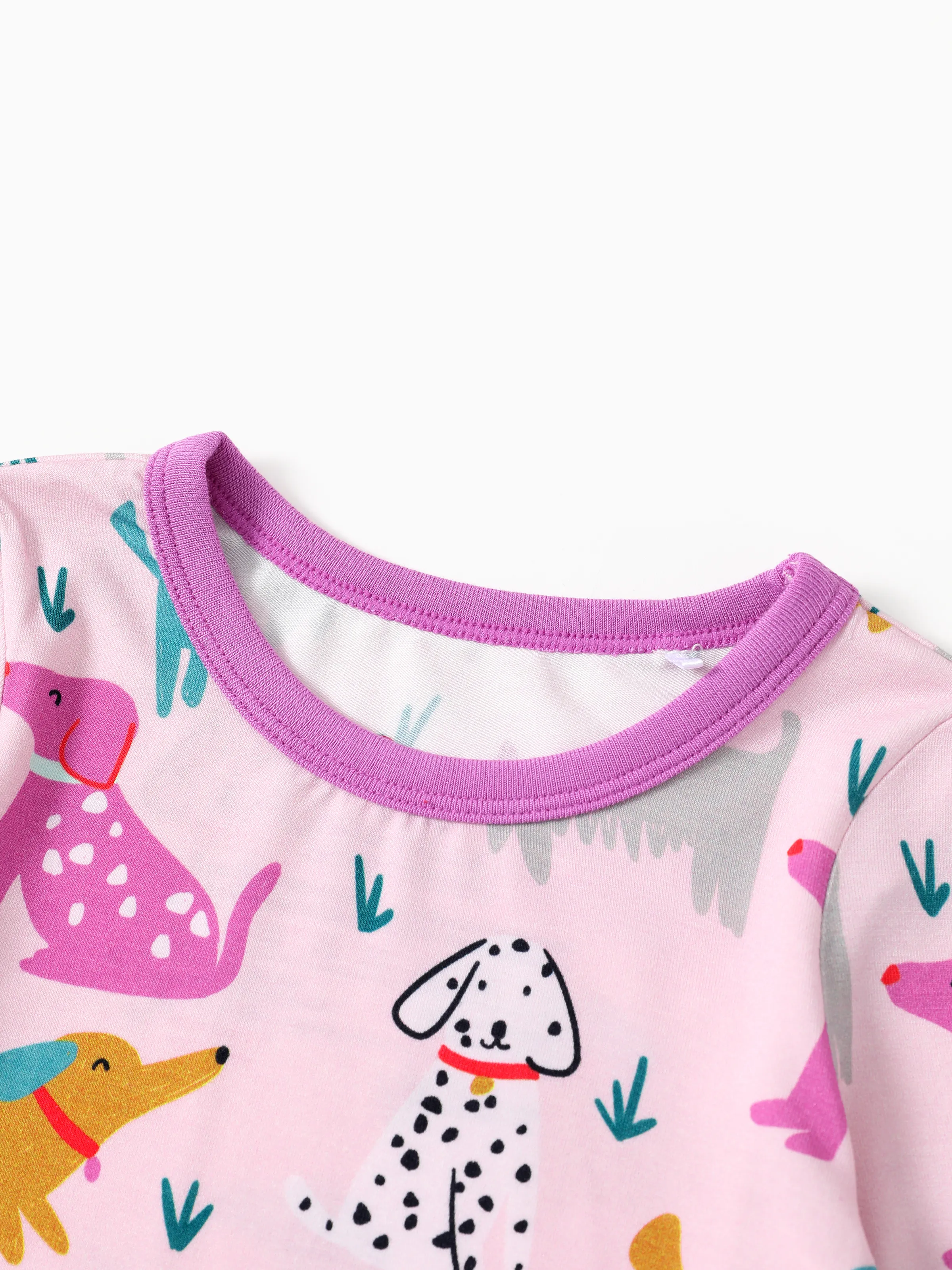 Bamboo Baby/Toddler 2-Piece Childlike Animal Print Snug-Fitting Pajamas Set Hot Pink - Image 2