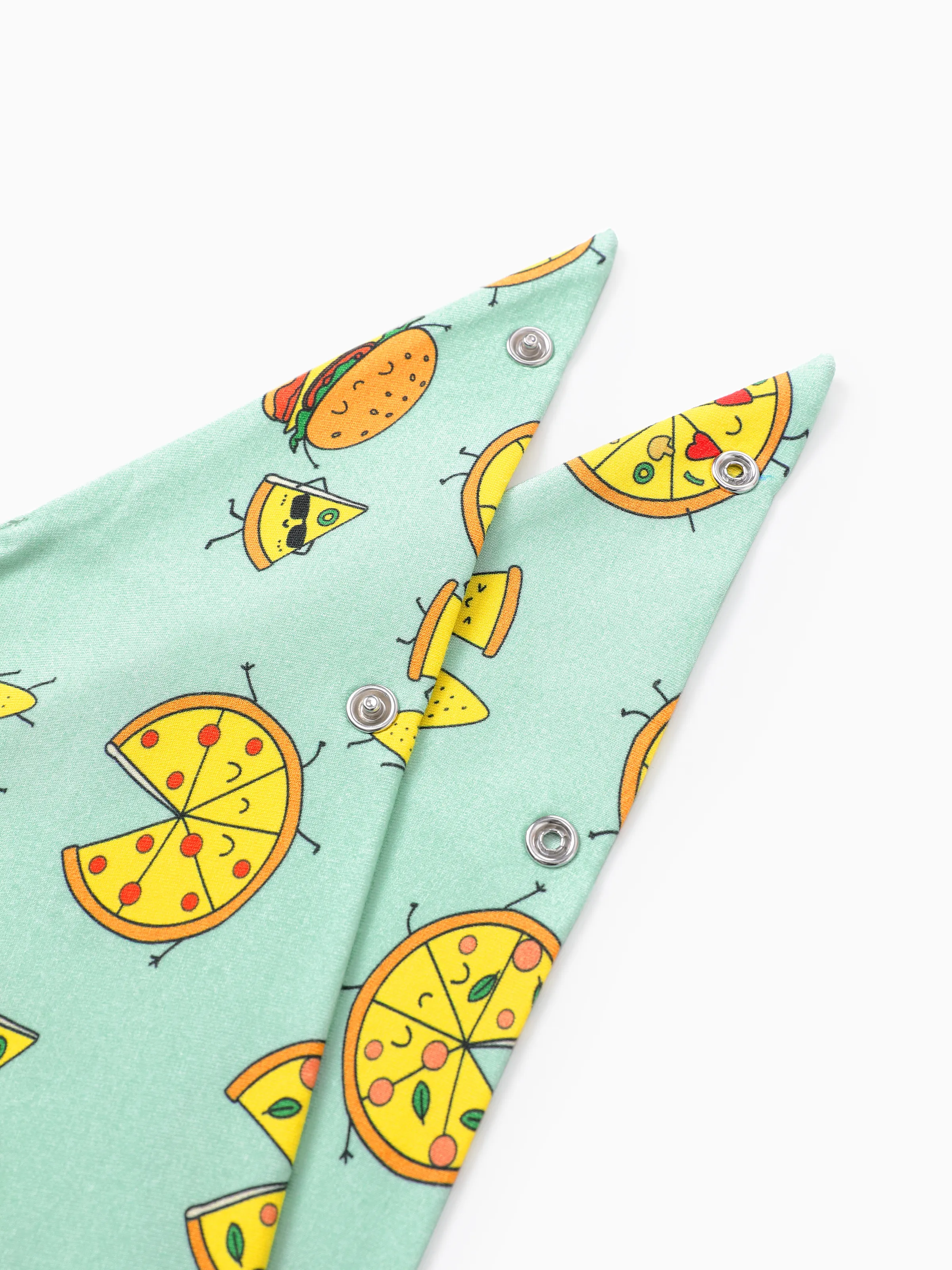 Bamboo Family Mint Green PJs Cute Cartoon Food Theme Print Short Sleeve & Long Pants Sleepwear Matching Pajama set (Snug-Fitting for Children) Light Blue - Image 25