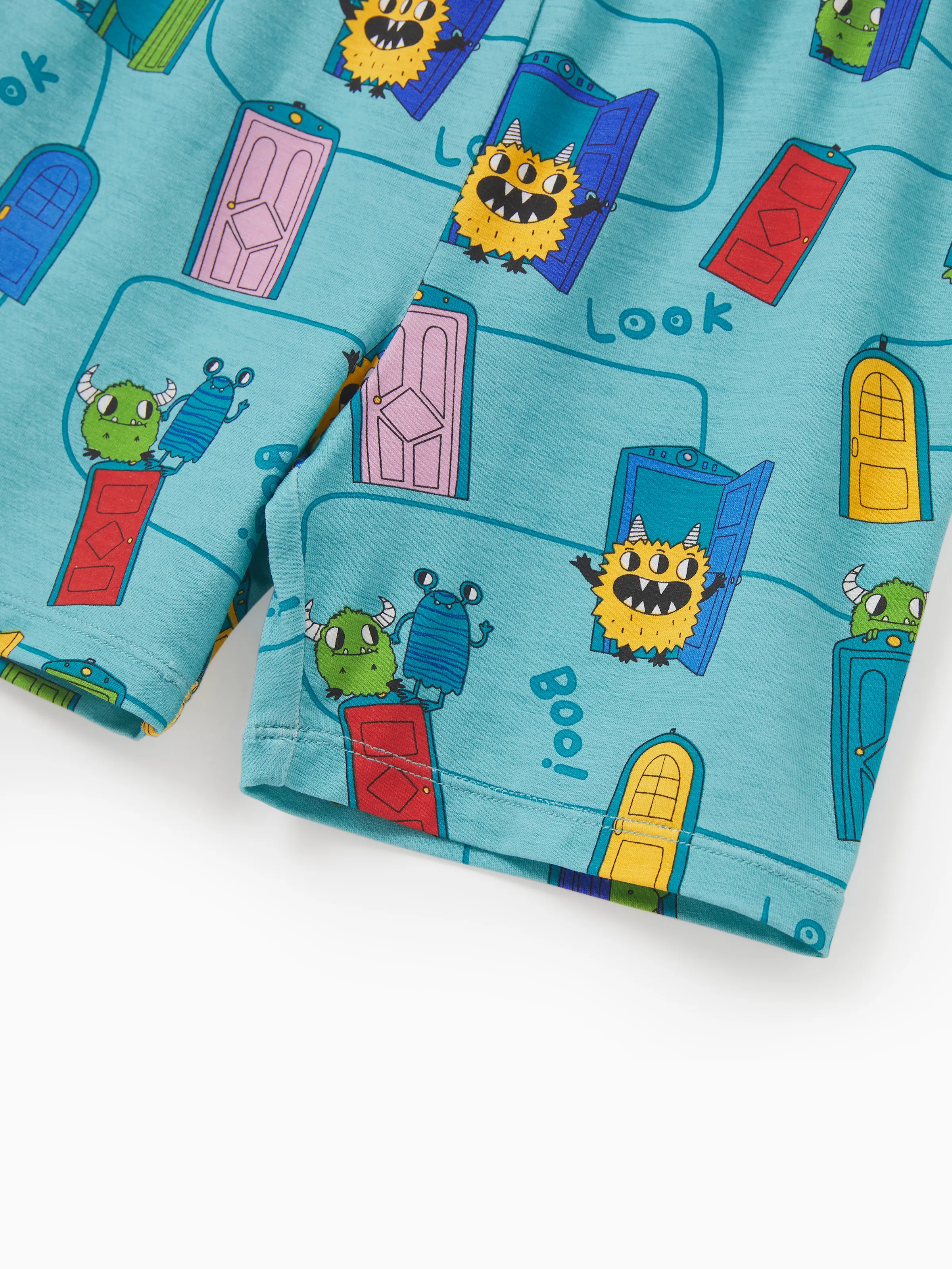 Bamboo Family Pajamas Cartoon Print Short-sleeve Matching Pajama set ( Snug-Fitting for Children ) Green - Image 13