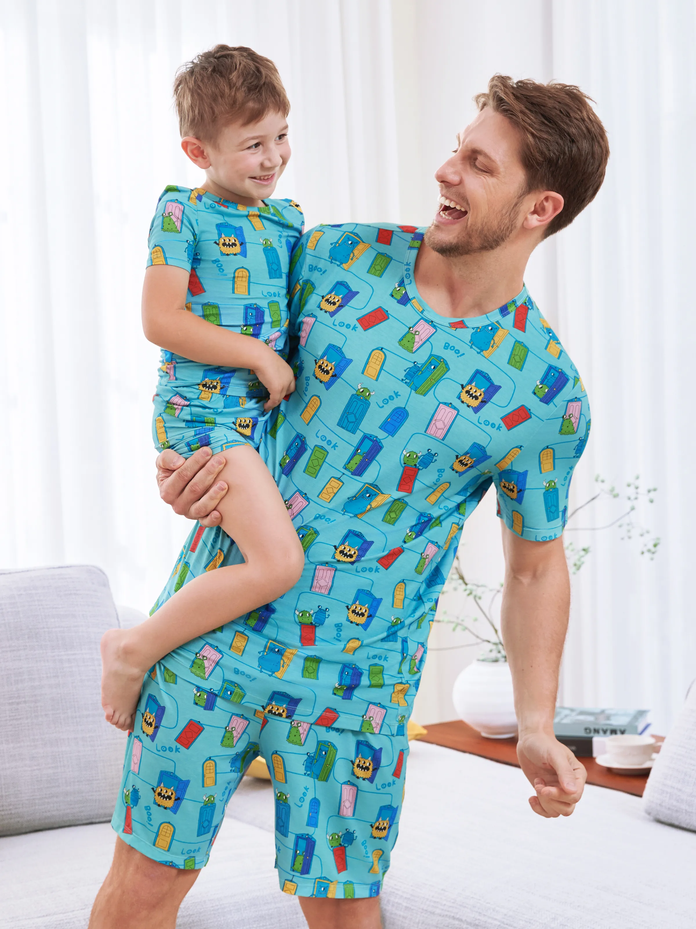 Bamboo Family Pajamas Cartoon Print Short-sleeve Matching Pajama set ( Snug-Fitting for Children ) Green - Image 15