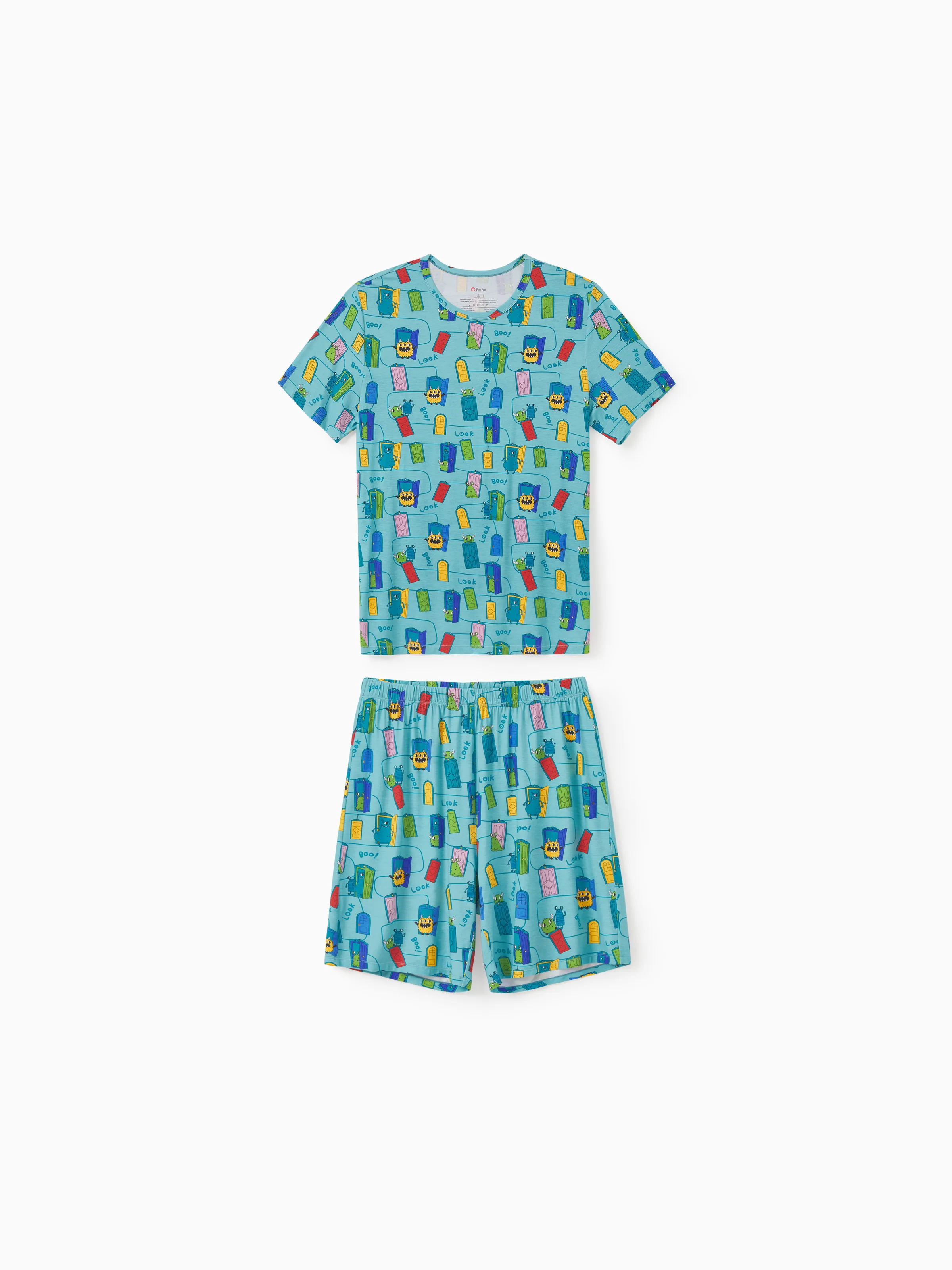 Bamboo Family Pajamas Cartoon Print Short-sleeve Matching Pajama set ( Snug-Fitting for Children ) Green - Image 19