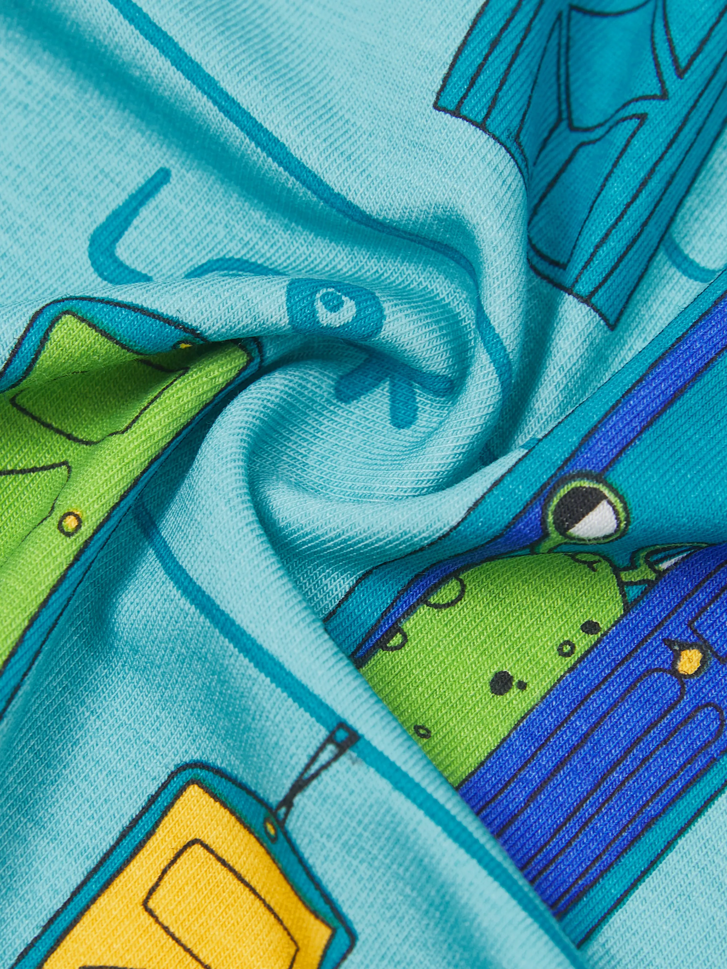 Bamboo Family Pajamas Cartoon Print Short-sleeve Matching Pajama set ( Snug-Fitting for Children ) Green - Image 26