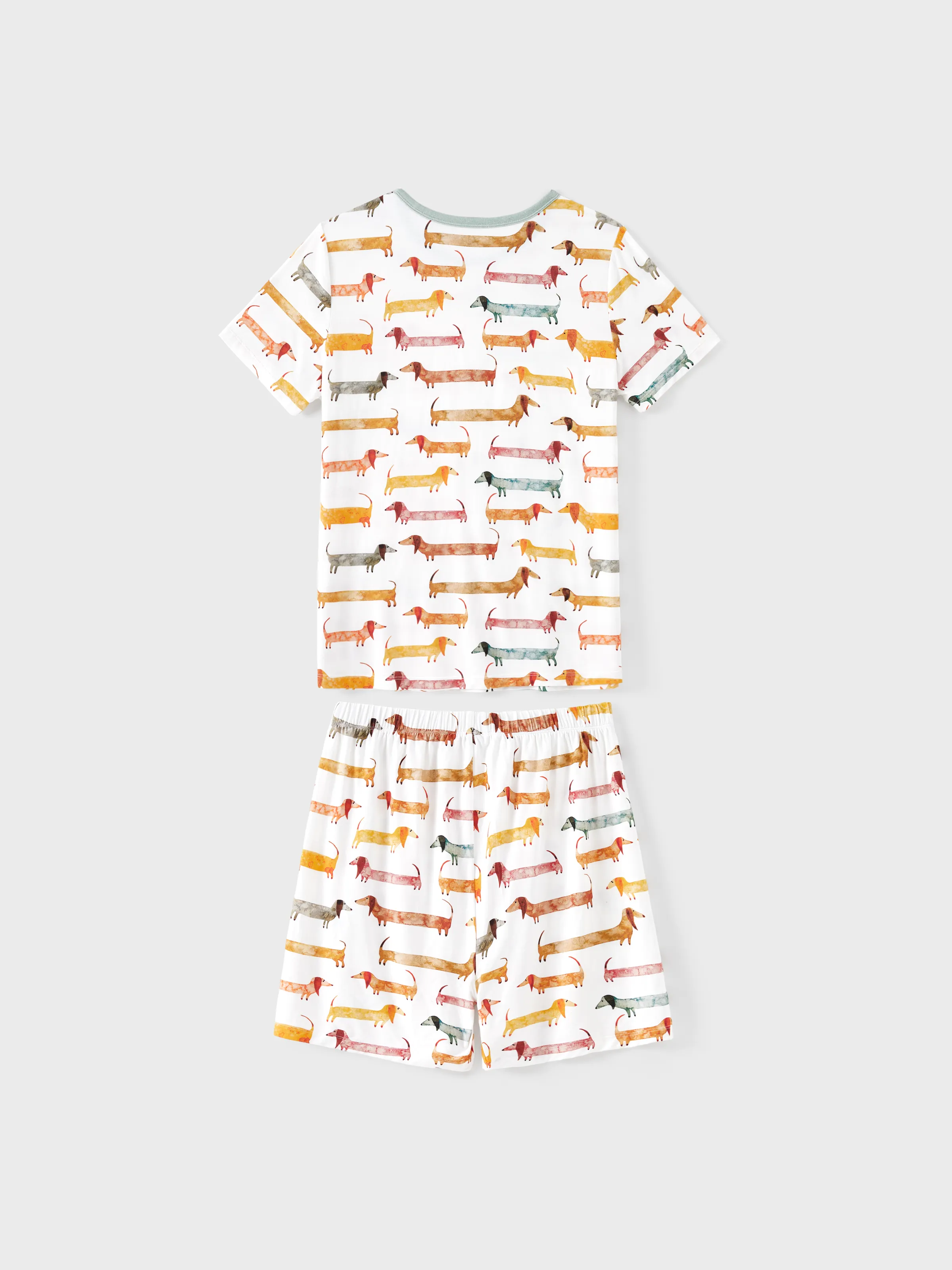 Bamboo Family Pajamas Cute Doggy Patterned Short-sleeve Matching Pajamas Set ( Snug-Fitting for Children ) Multi-color - Image 6