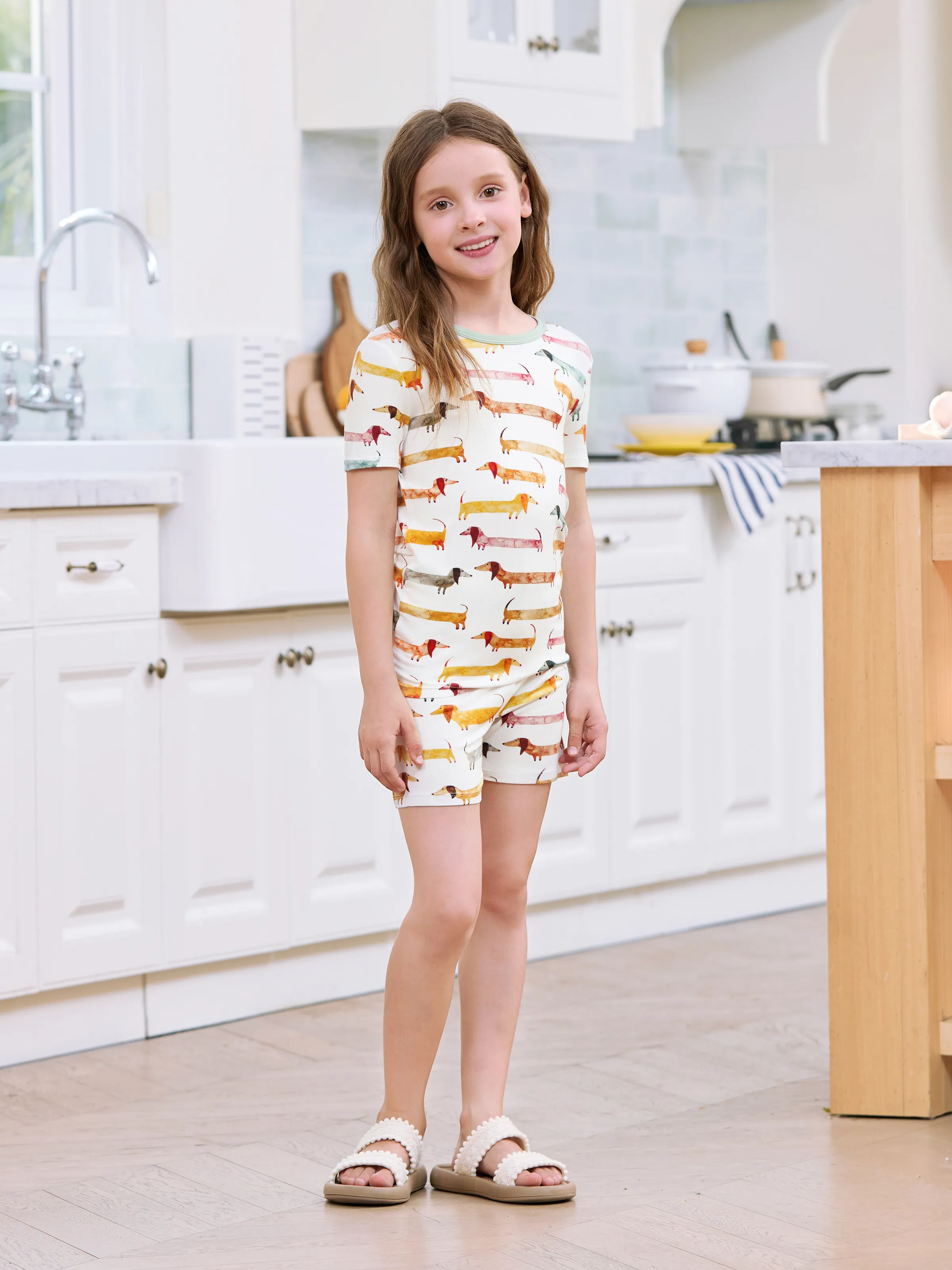 Bamboo Family Pajamas Cute Doggy Patterned Short-sleeve Matching Pajamas Set ( Snug-Fitting for Children ) Multi-color - Image 8