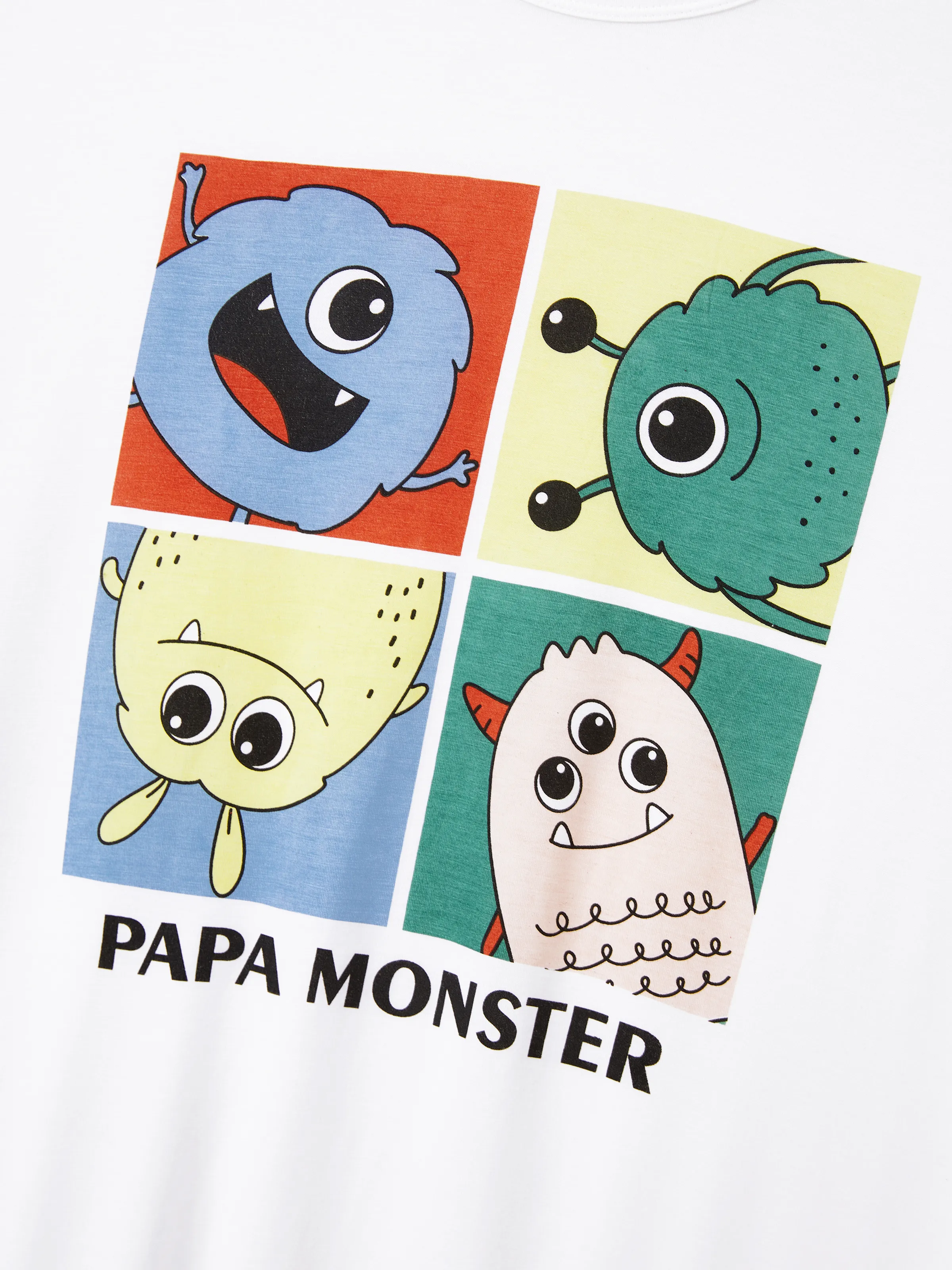 Bamboo Family Pajamas Cute Little Monster Print Short-sleeve Matching Pajama Set ( Snug-Fitting for Children ) White - Image 20