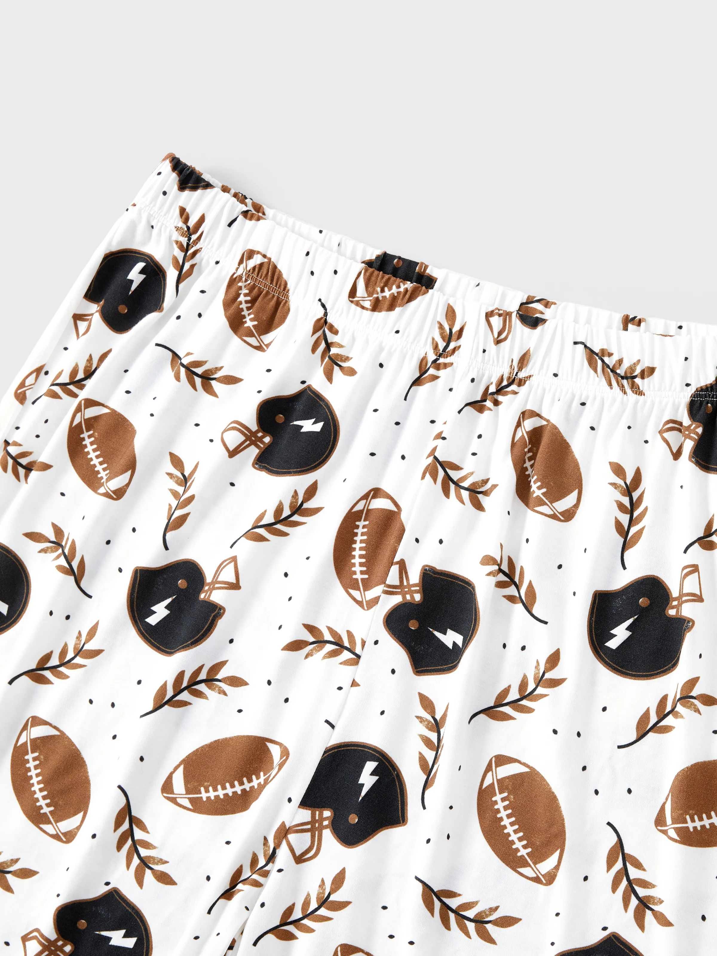 Bamboo Family Pajamas Football and Letter Print Short-sleeve Matching Pajama Set ( Snug-Fitting for Children ) Khaki - Image 21
