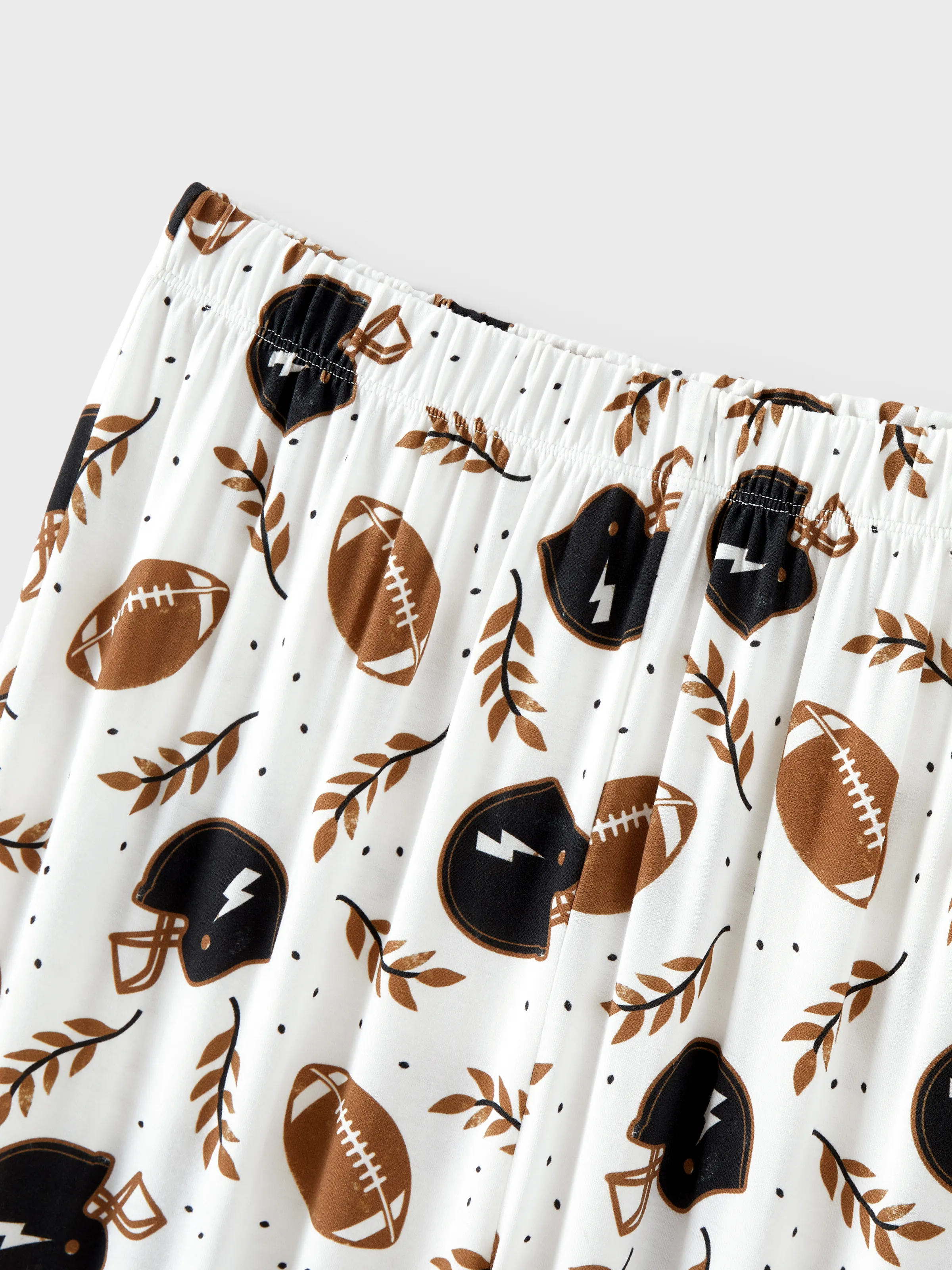Bamboo Family Pajamas Football and Letter Print Short-sleeve Matching Pajama Set ( Snug-Fitting for Children ) Khaki - Image 7
