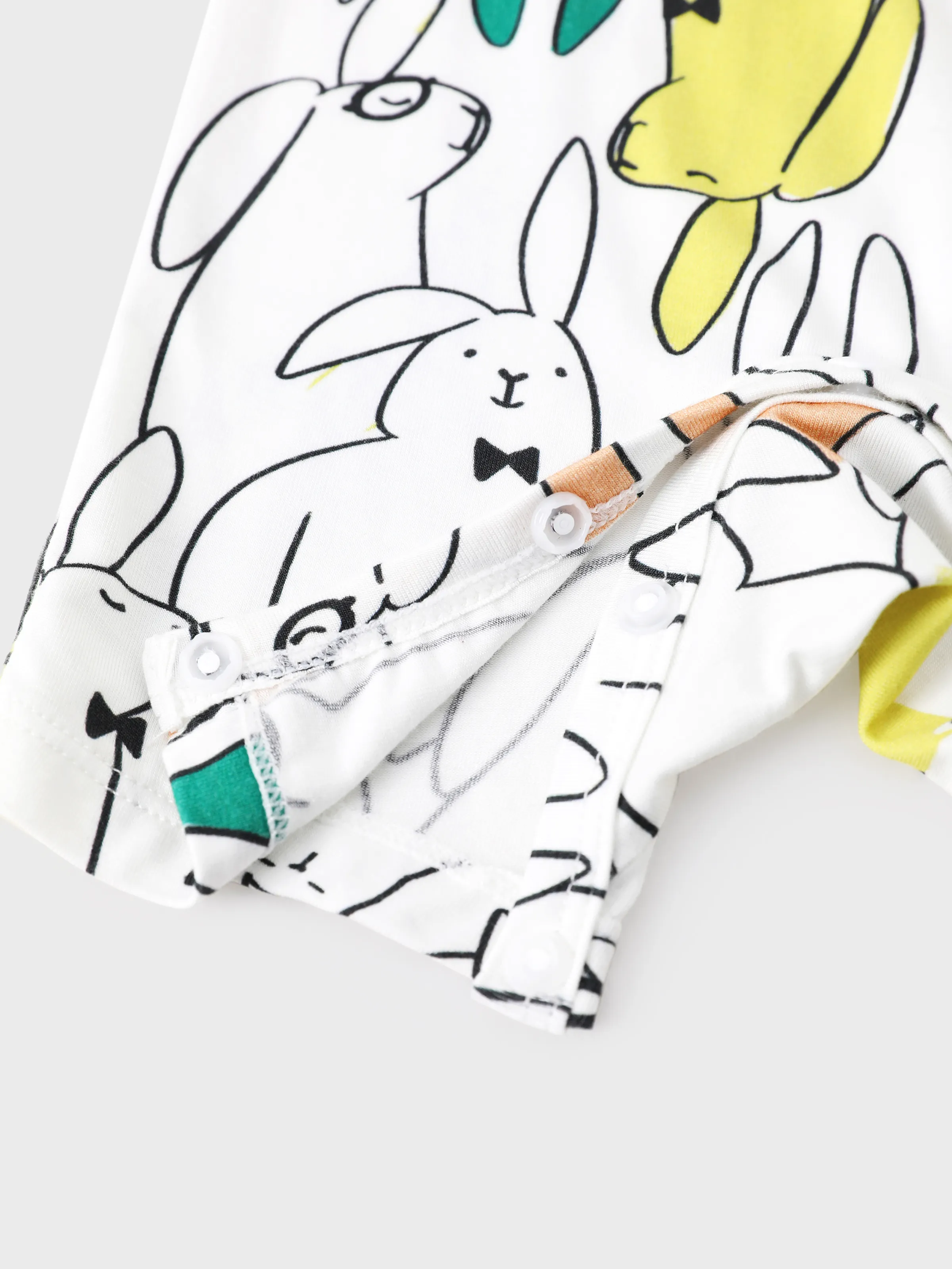 Bamboo Family Pajamas Rabbit Print Short-sleeve Matching Pajama Set (Snug-Fitting for Children) White - Image 16