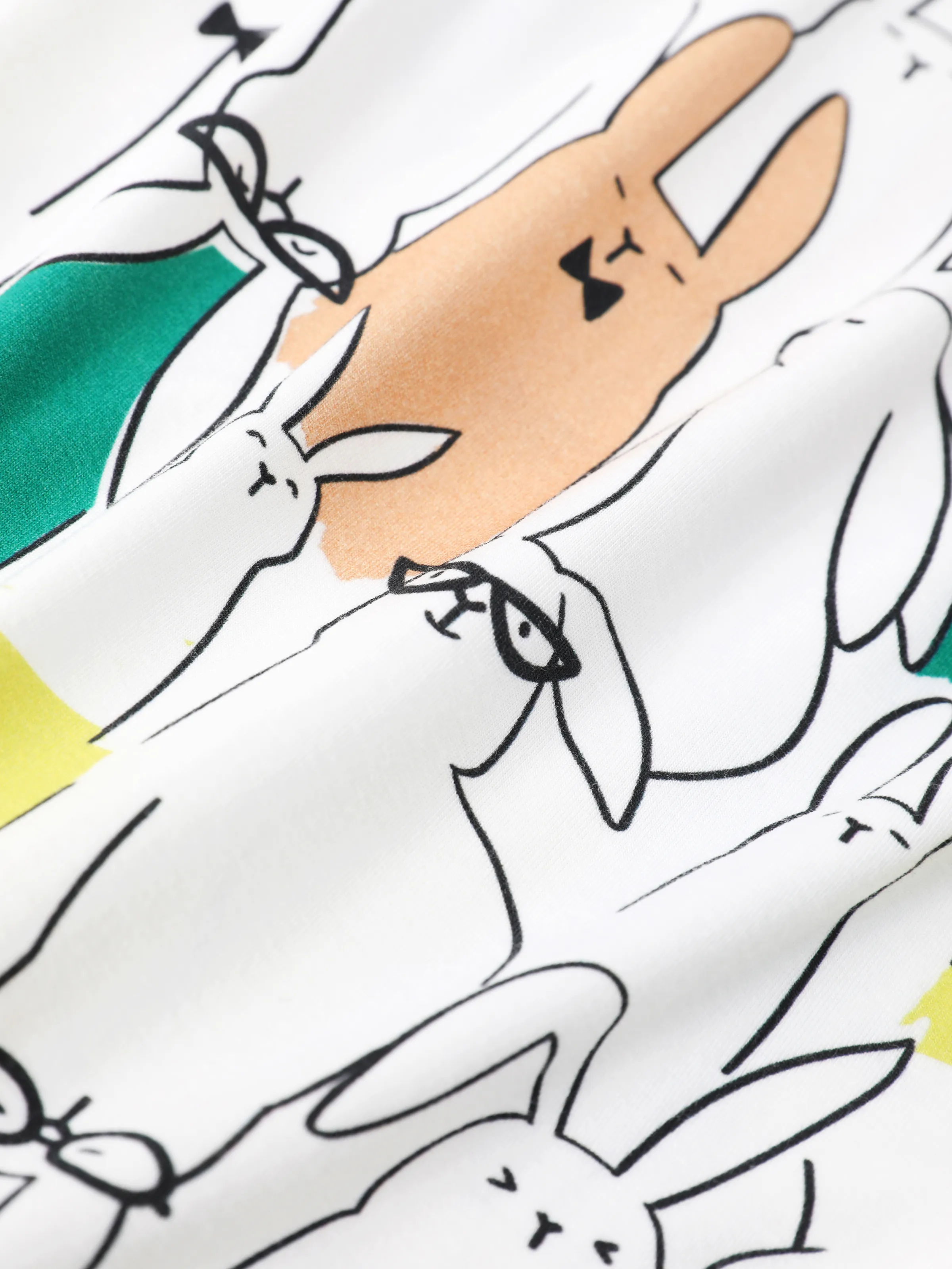 Bamboo Family Pajamas Rabbit Print Short-sleeve Matching Pajama Set (Snug-Fitting for Children) White - Image 2