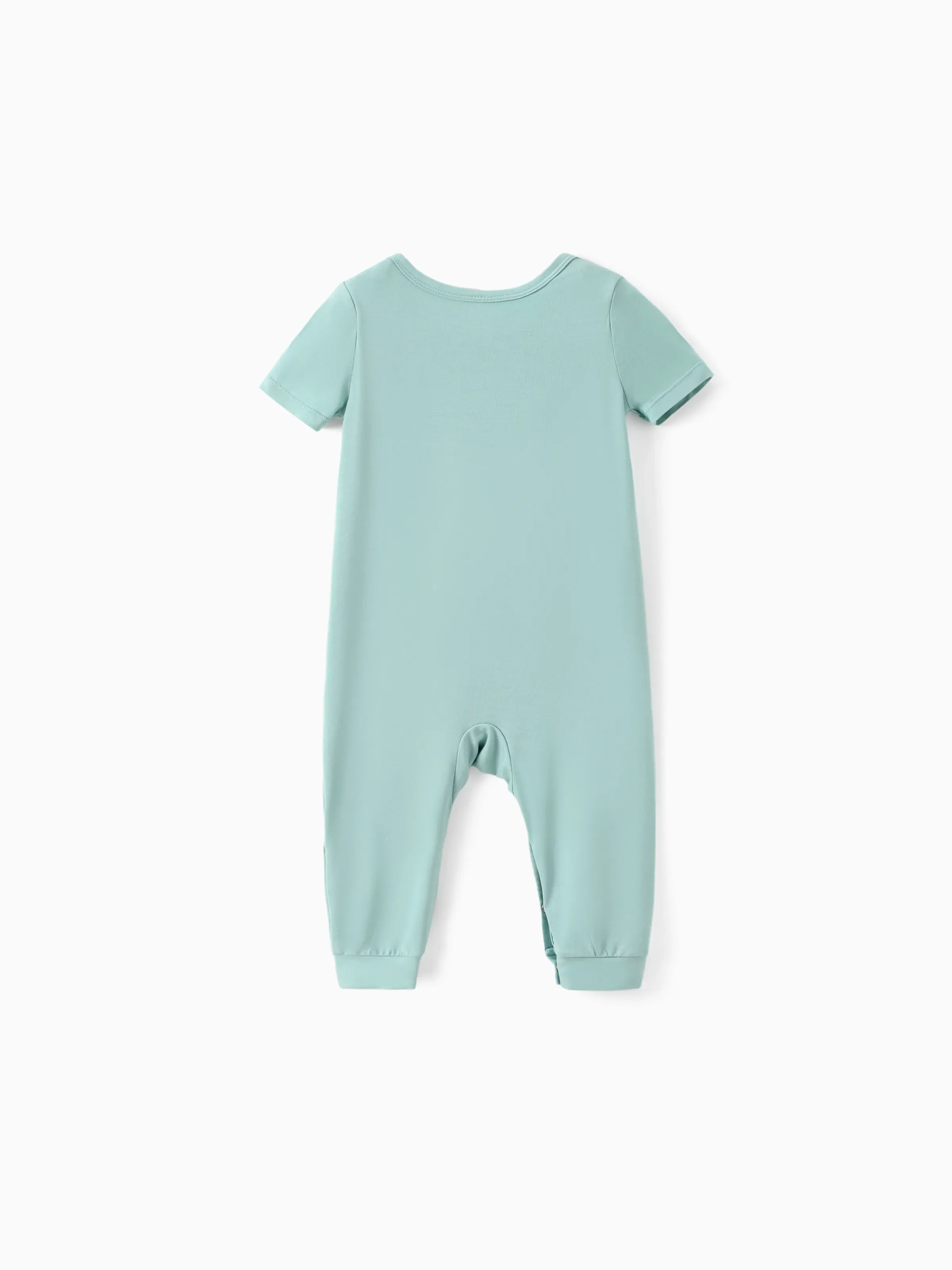 Bamboo Family Pajamas Solid Color Green Short Sleeve Matching Pajama Set ( Snug-Fitting for Children ) Green - Image 13
