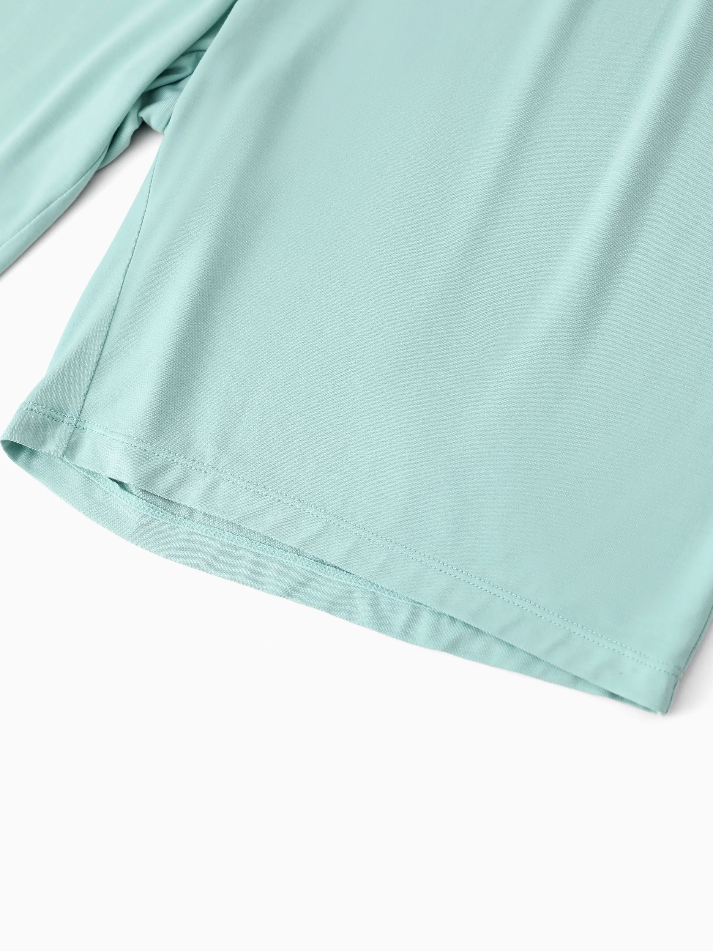 Bamboo Family Pajamas Solid Color Green Short Sleeve Matching Pajama Set ( Snug-Fitting for Children ) Green - Image 20