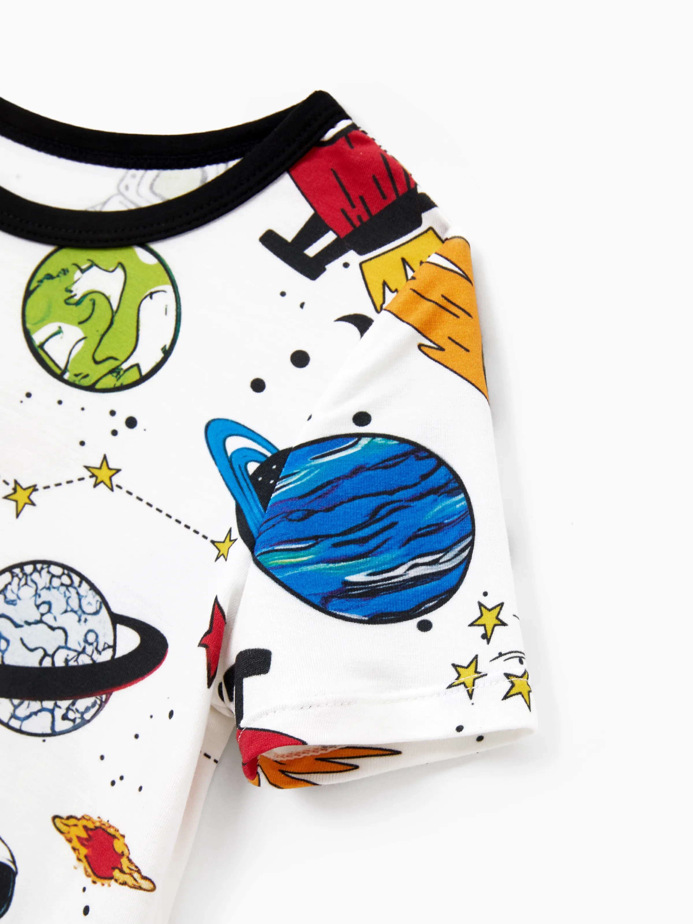 Bamboo Family Pajamas Space Theme Print Short-sleeve Matching Pajama set ( Snug-Fitting for Children ) White - Image 10