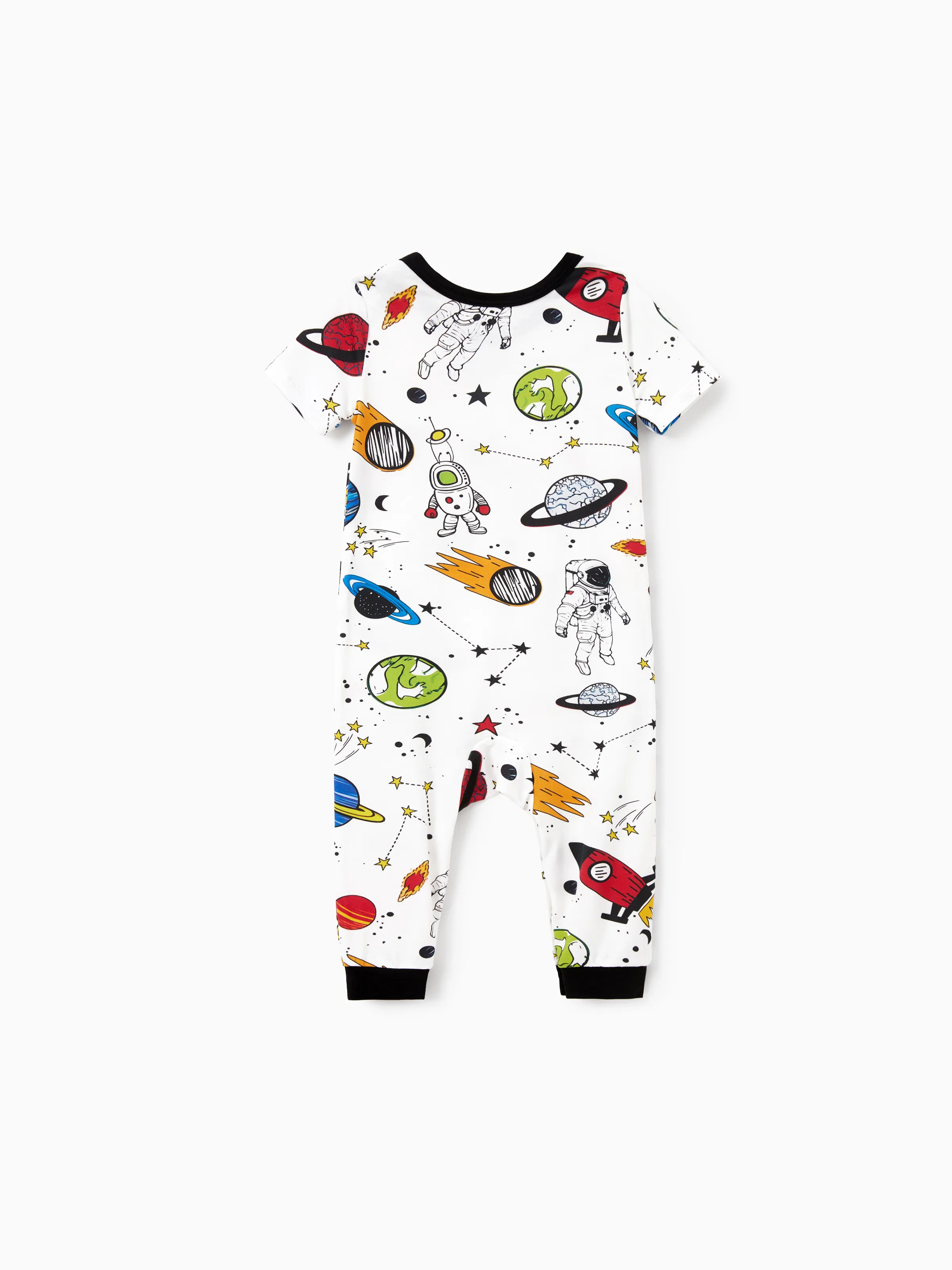 Bamboo Family Pajamas Space Theme Print Short-sleeve Matching Pajama set ( Snug-Fitting for Children ) White - Image 13