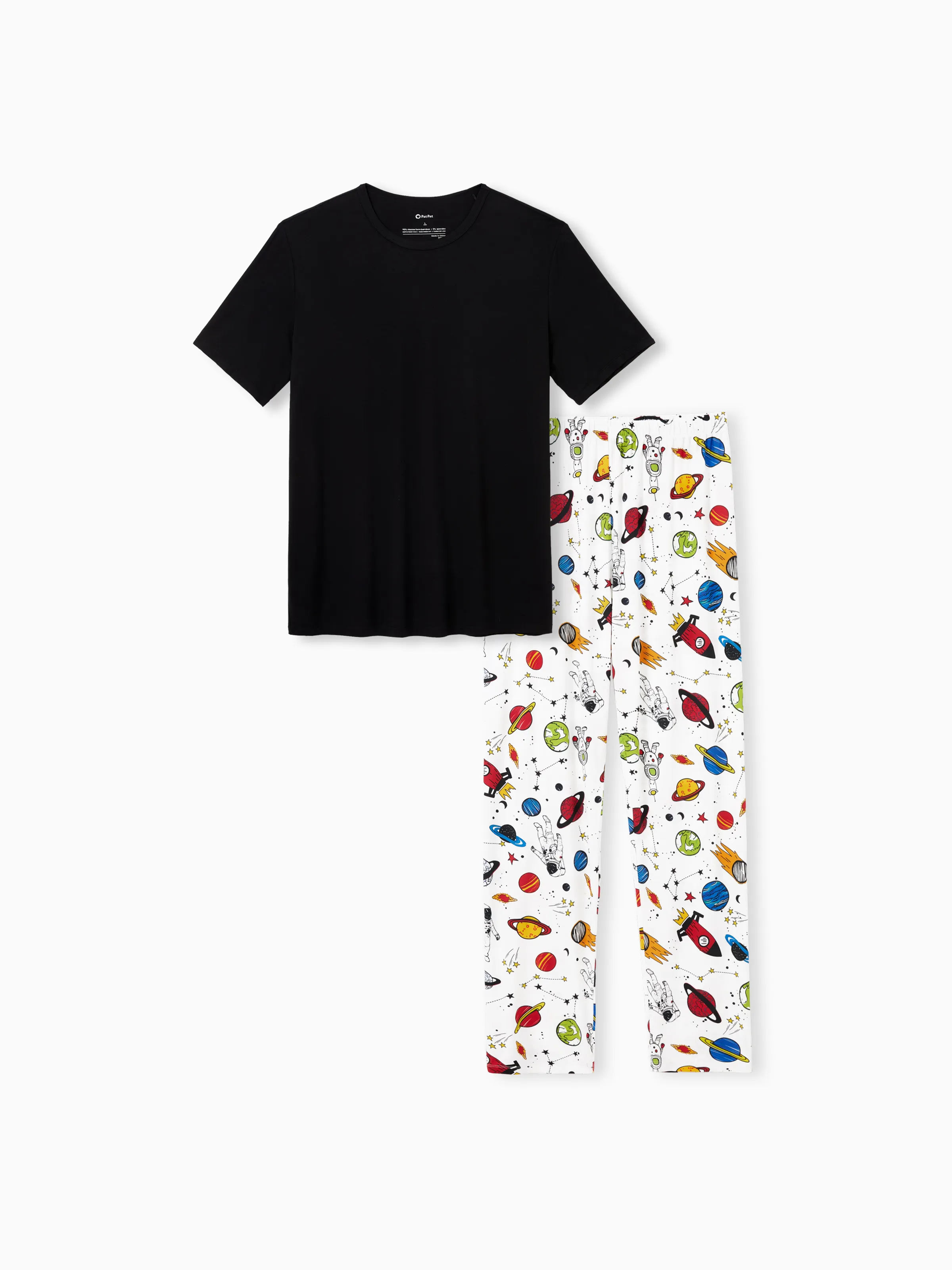 Bamboo Family Pajamas Space Theme Print Short-sleeve Matching Pajama set ( Snug-Fitting for Children ) White - Image 17