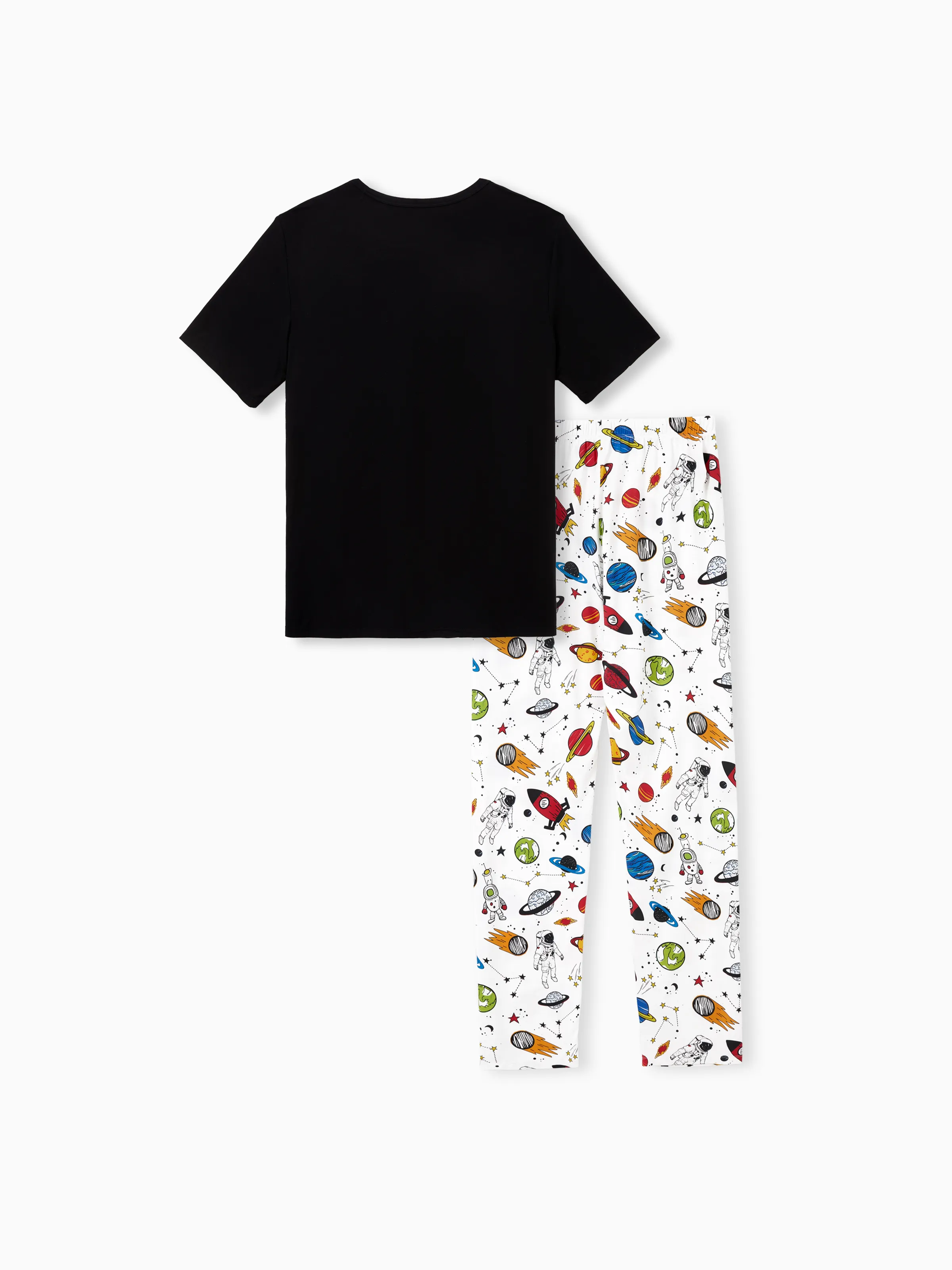Bamboo Family Pajamas Space Theme Print Short-sleeve Matching Pajama set ( Snug-Fitting for Children ) White - Image 18
