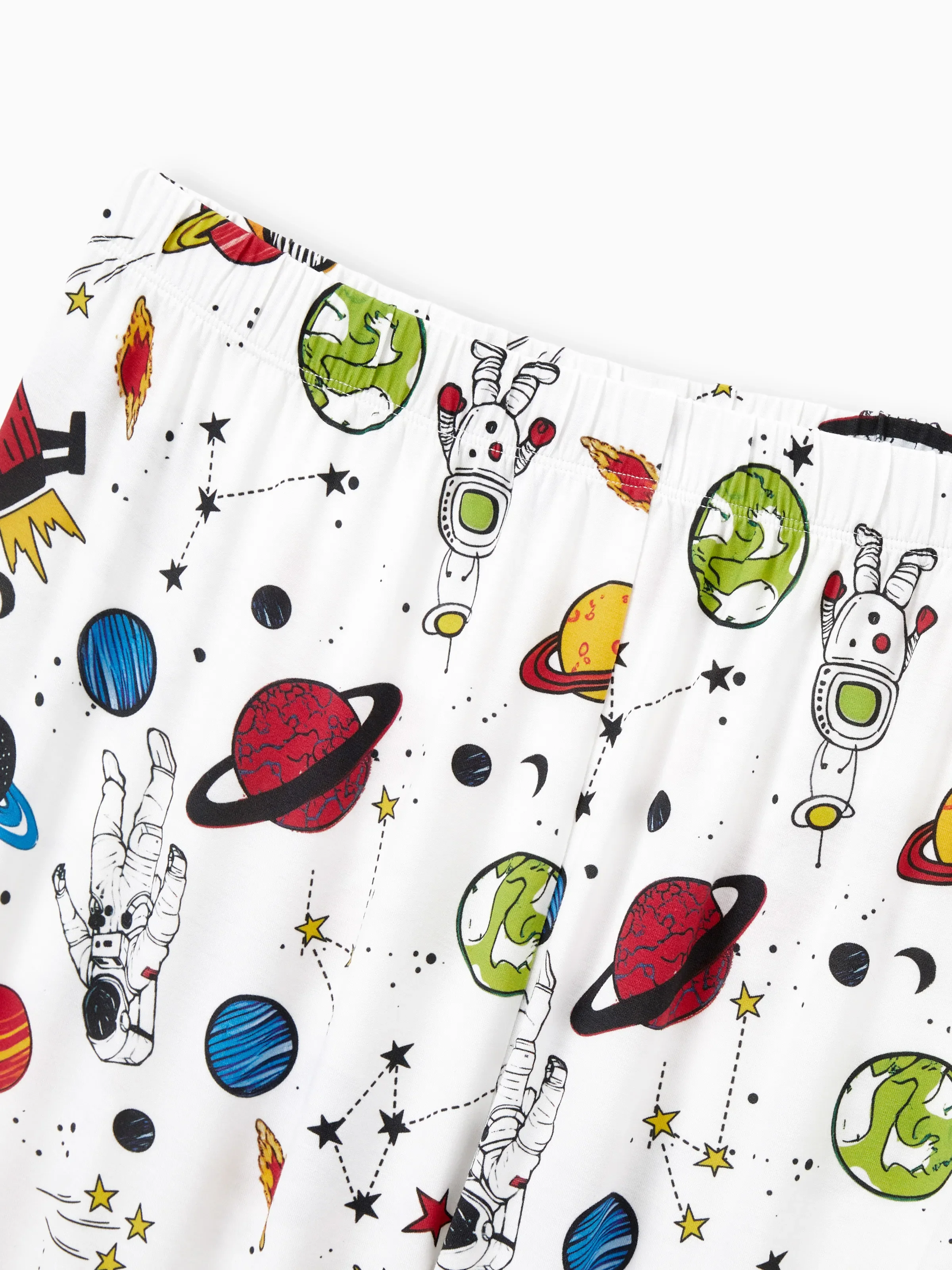 Bamboo Family Pajamas Space Theme Print Short-sleeve Matching Pajama set ( Snug-Fitting for Children ) White - Image 21
