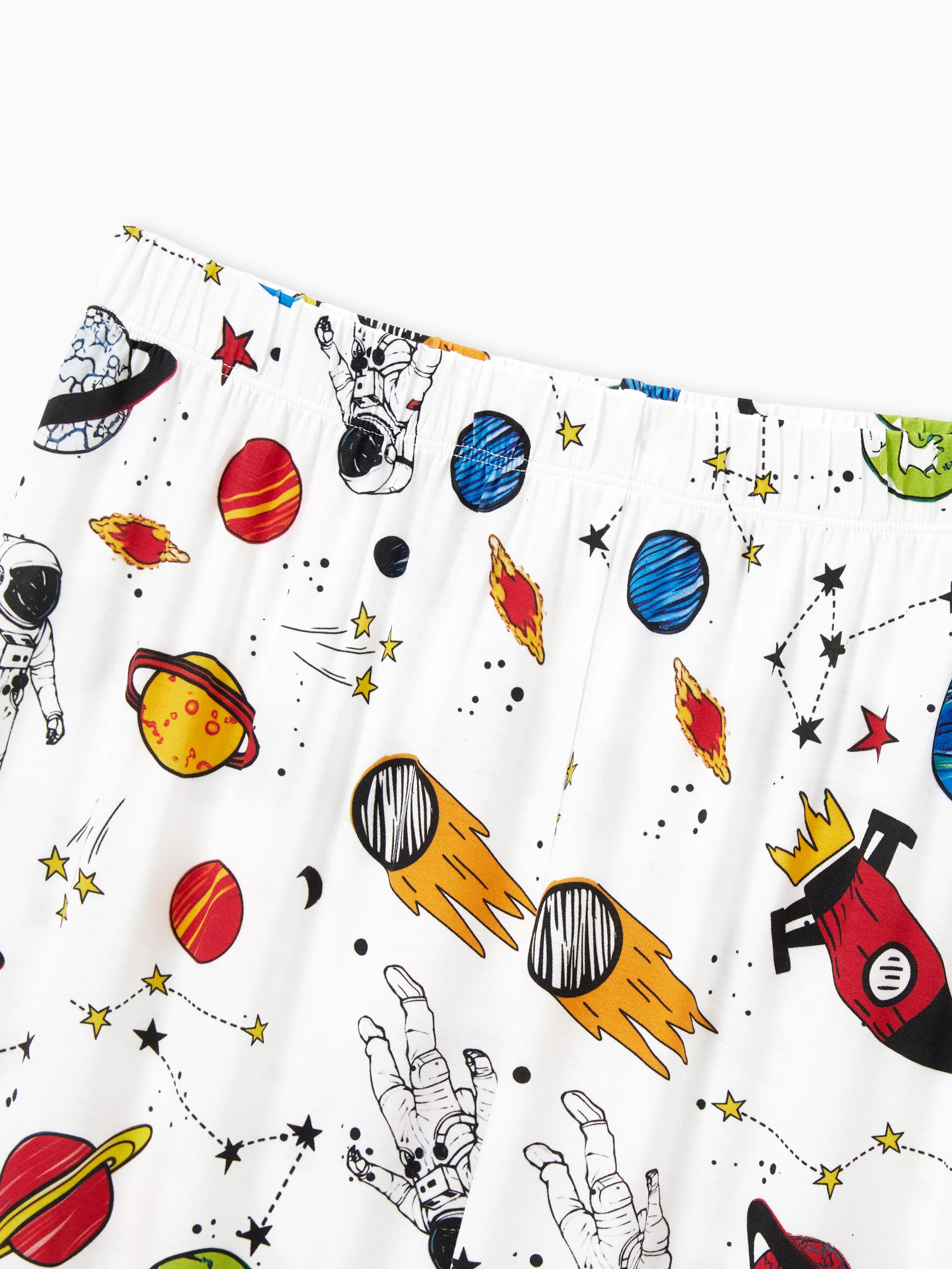Bamboo Family Pajamas Space Theme Print Short-sleeve Matching Pajama set ( Snug-Fitting for Children ) White - Image 6