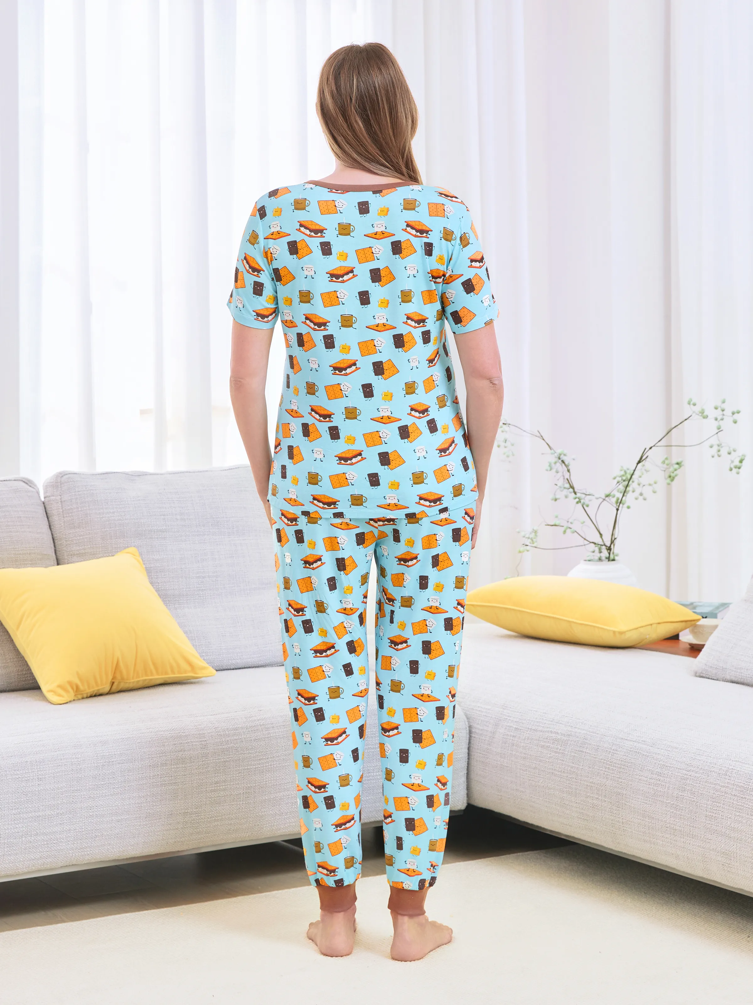 Bamboo Family PJs Cute Print Short Sleeve & Long Pants Sleepwear Matching Pajama set (Snug-Fitting for Children) Green - Image 4