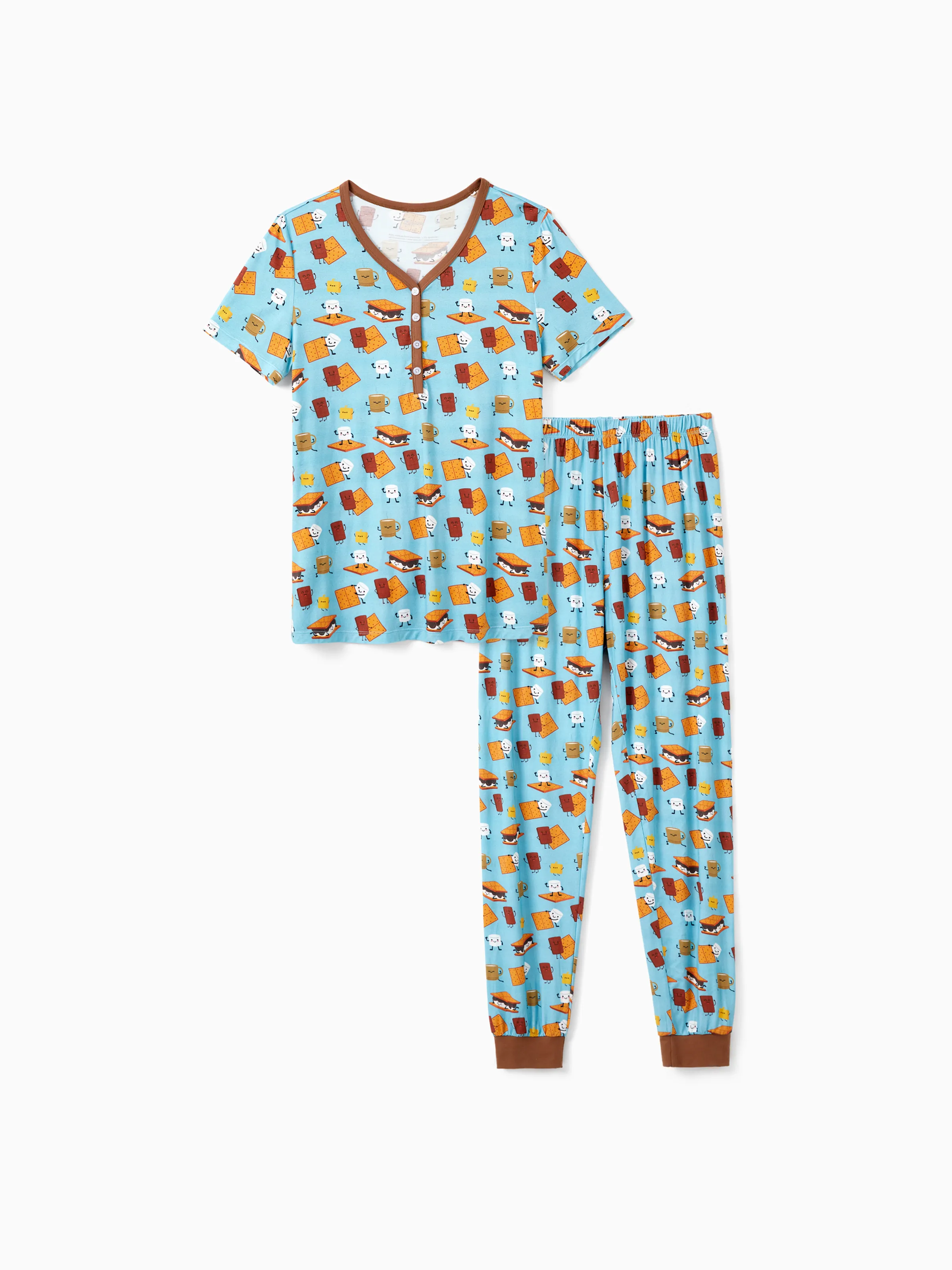 Bamboo Family PJs Cute Print Short Sleeve & Long Pants Sleepwear Matching Pajama set (Snug-Fitting for Children) Green - Image 5