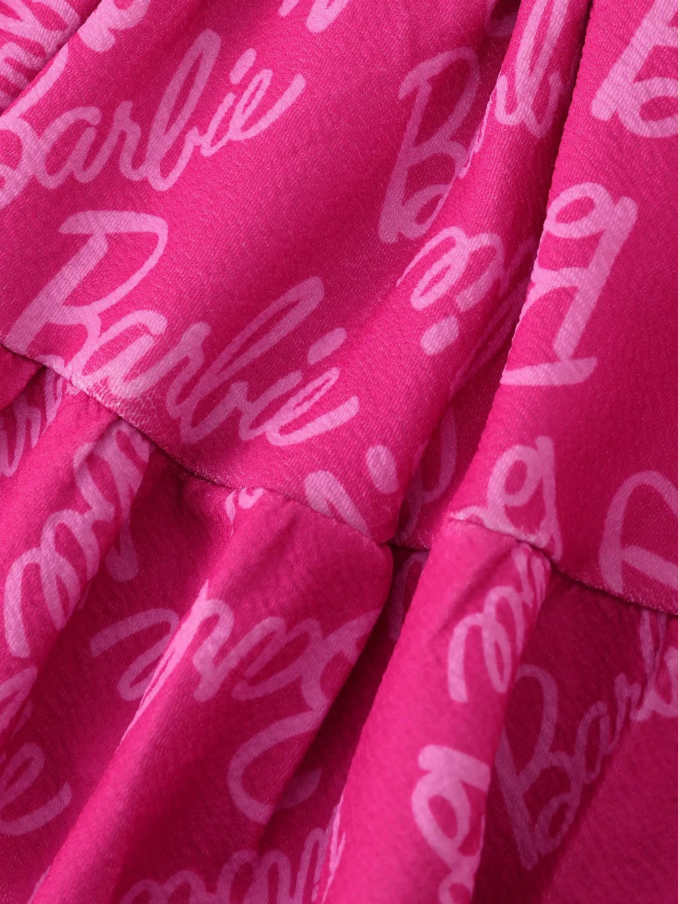Barbie 2pcs Toddler/Kid Girl Alphabet Print Puff Sleeves Top with Allover Logo Print Skirt Set Roseo - Image 2