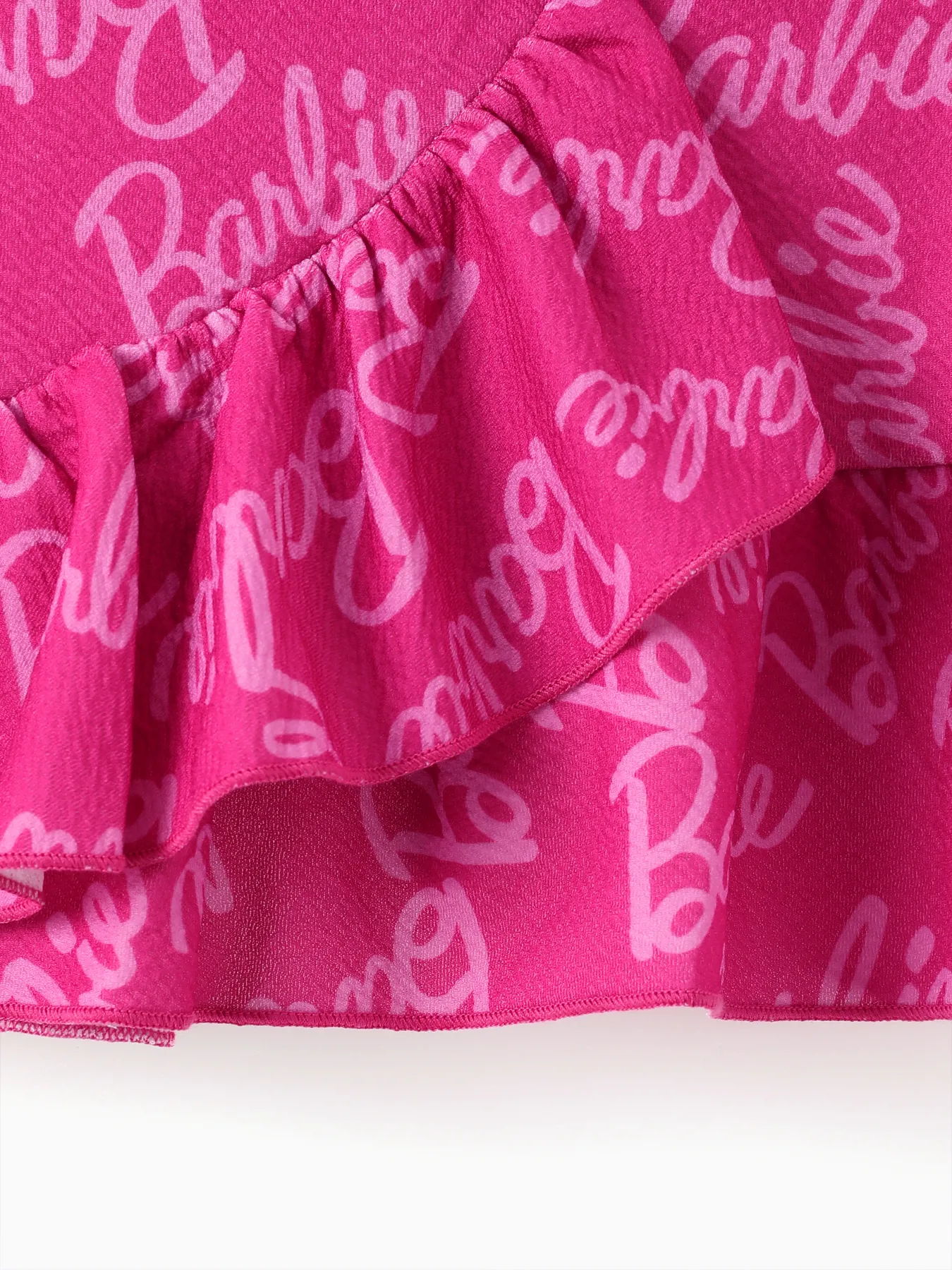 Barbie 2pcs Toddler/Kid Girl Alphabet Print Puff Sleeves Top with Allover Logo Print Skirt Set Roseo - Image 7