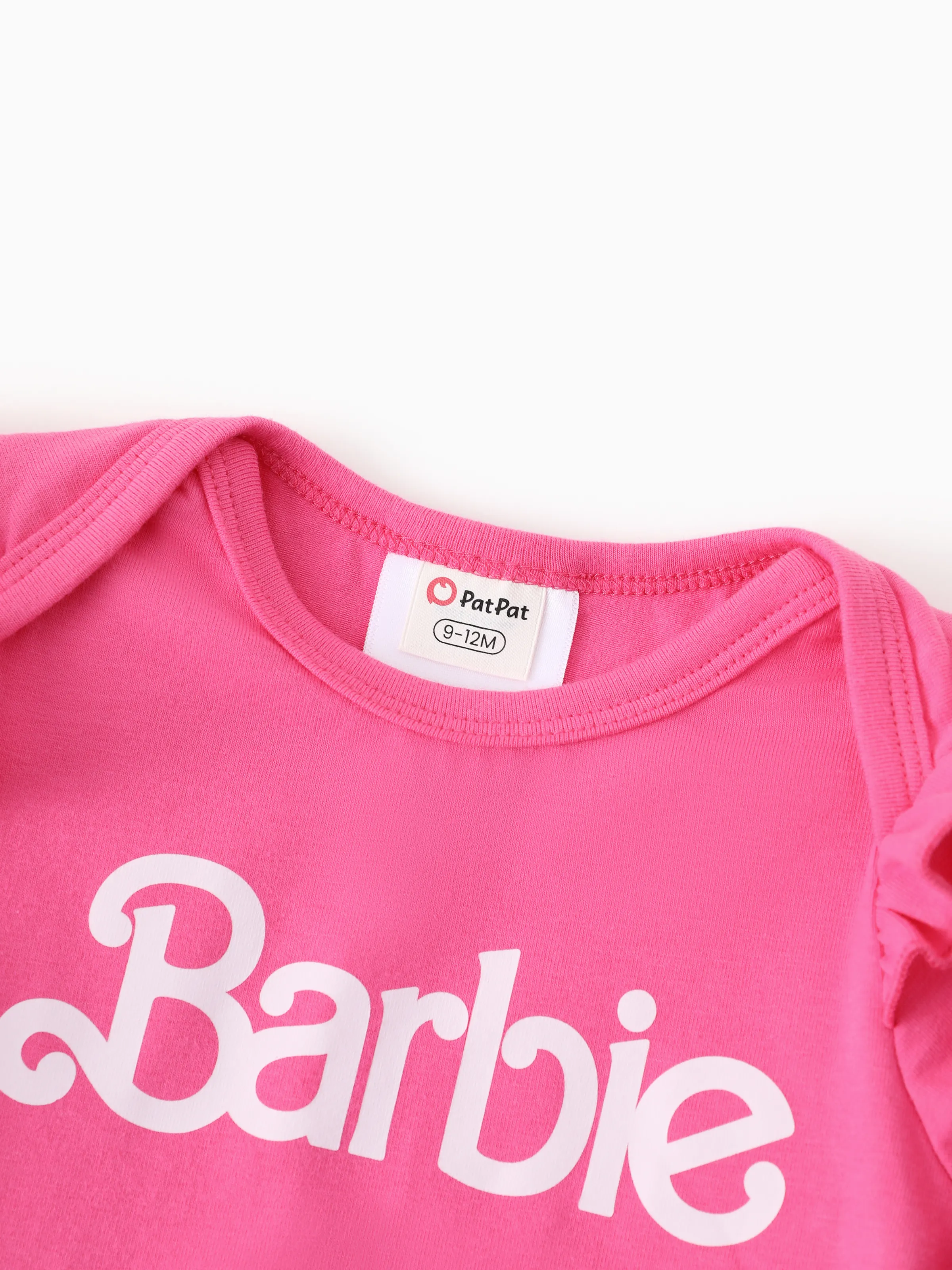 Barbie Baby Girl 2pcs Cotton Flutter Sleeve Romper and Printed Pants Sets Hot Pink - Image 12