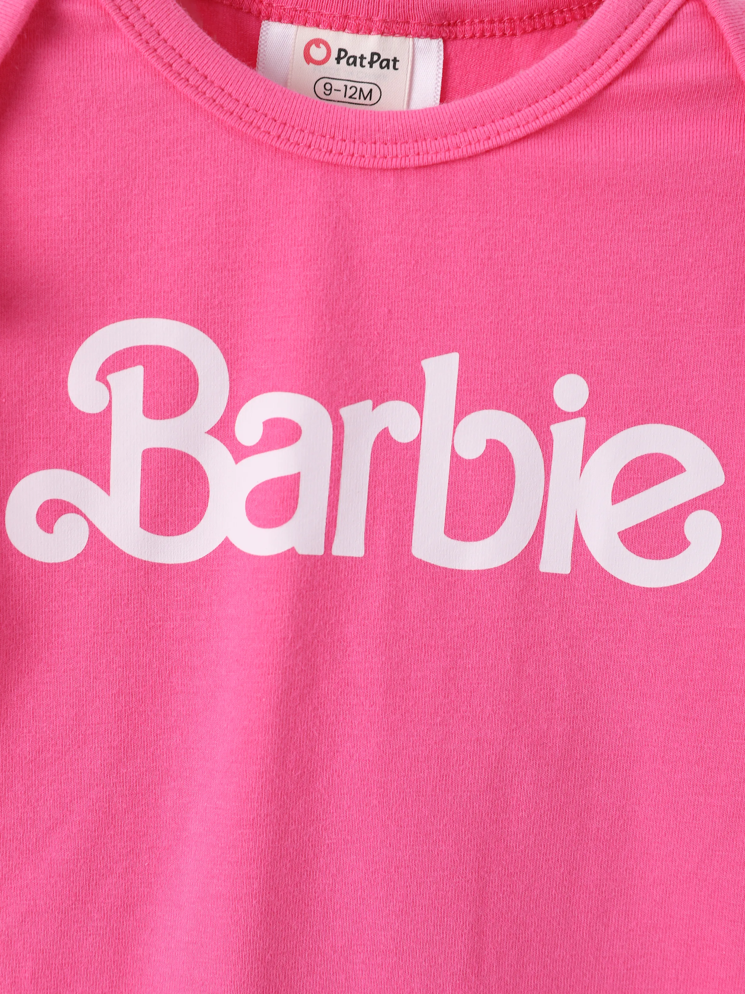 Barbie Baby Girl 2pcs Cotton Flutter Sleeve Romper and Printed Pants Sets Hot Pink - Image 15