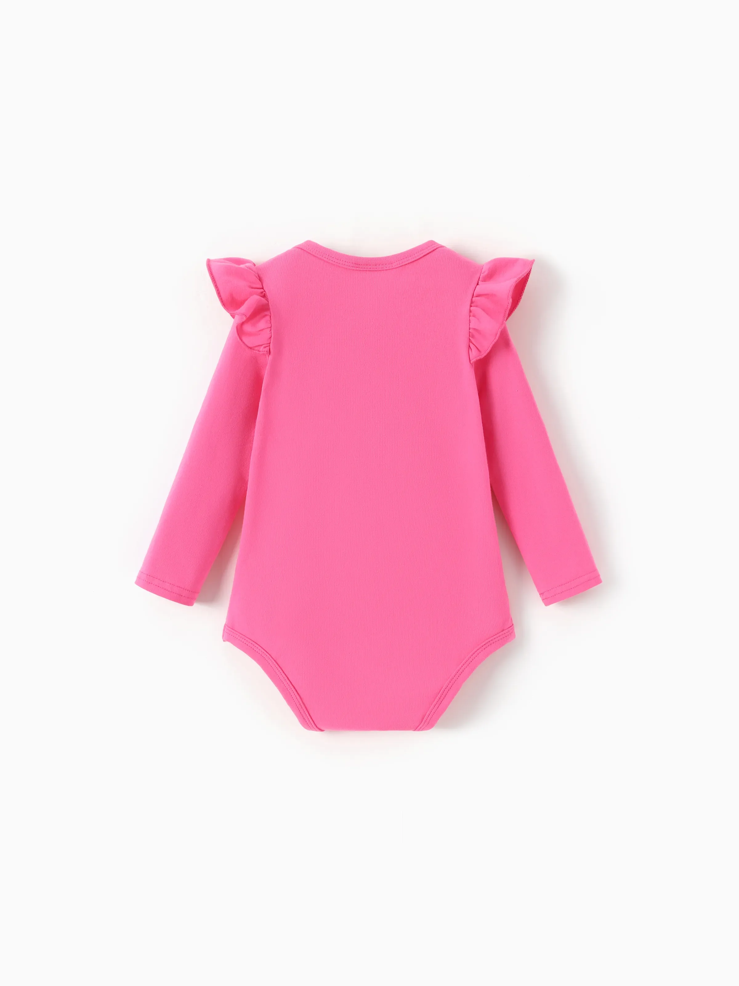 Barbie Baby Girl 2pcs Cotton Flutter Sleeve Romper and Printed Pants Sets Hot Pink - Image 4