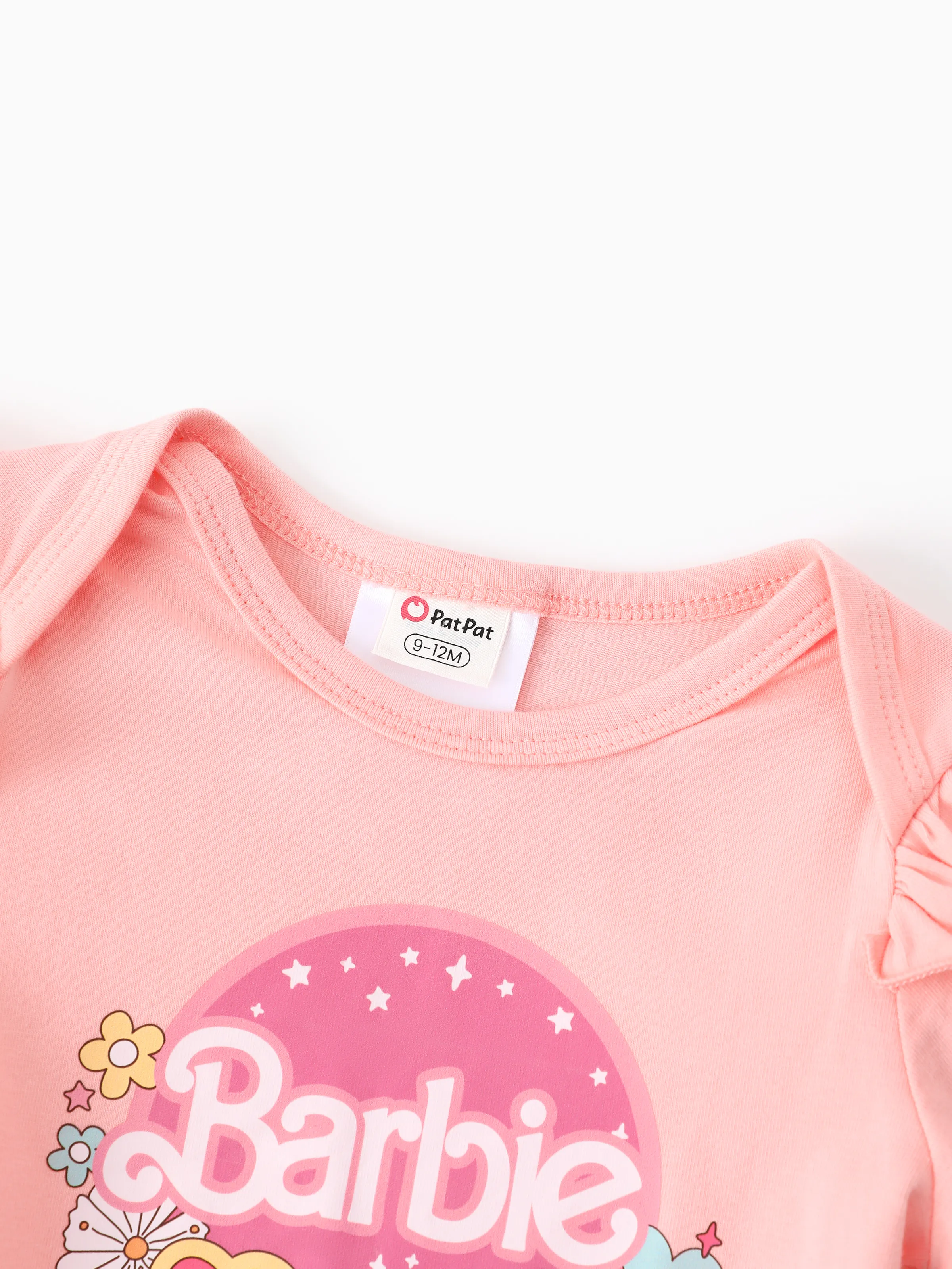 Barbie Baby Girl 2pcs Cotton Flutter Sleeve Romper and Printed Pants Sets Light Pink - Image 14