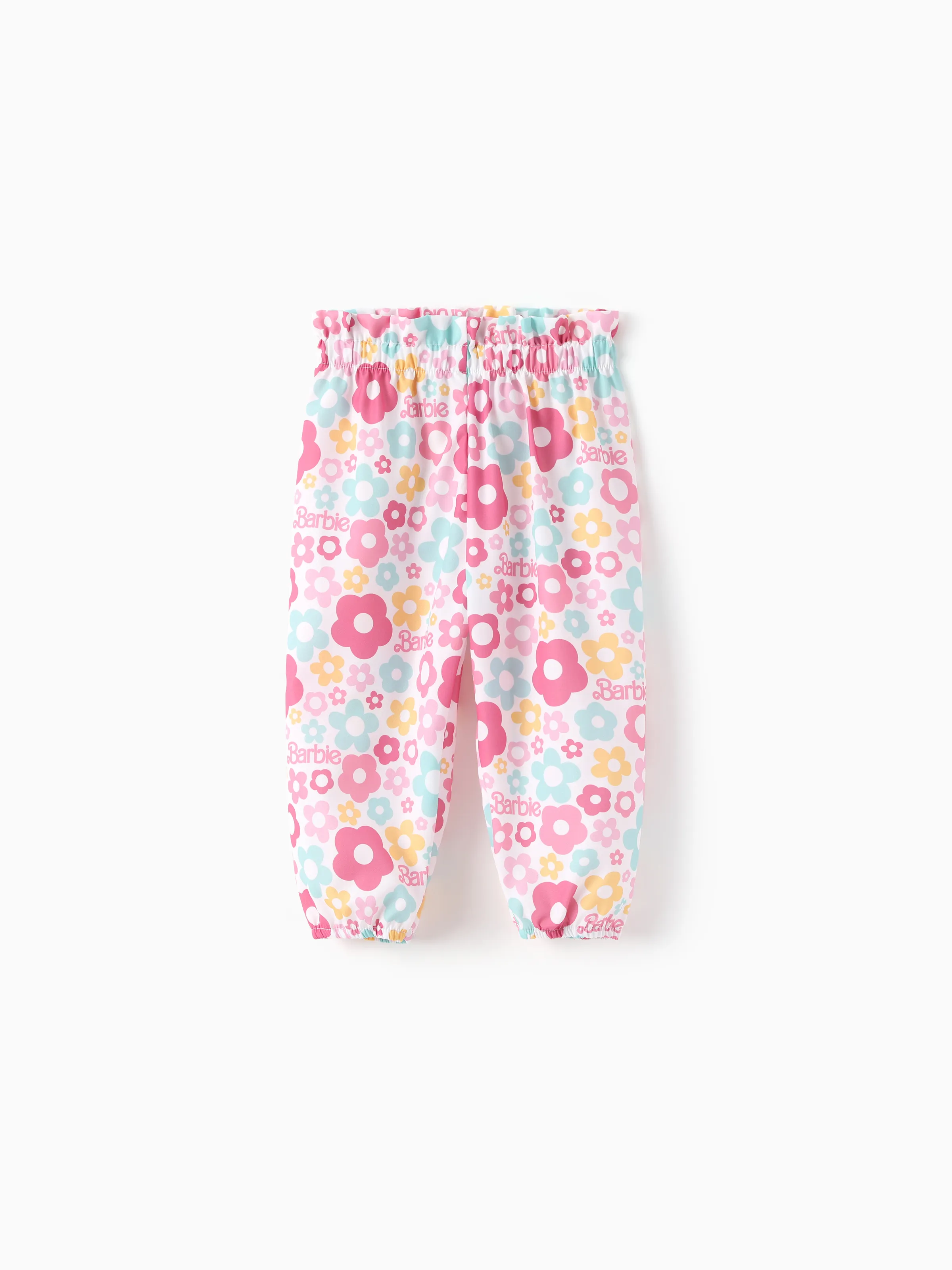 Barbie Baby Girl 2pcs Cotton Flutter Sleeve Romper and Printed Pants Sets Light Pink - Image 6
