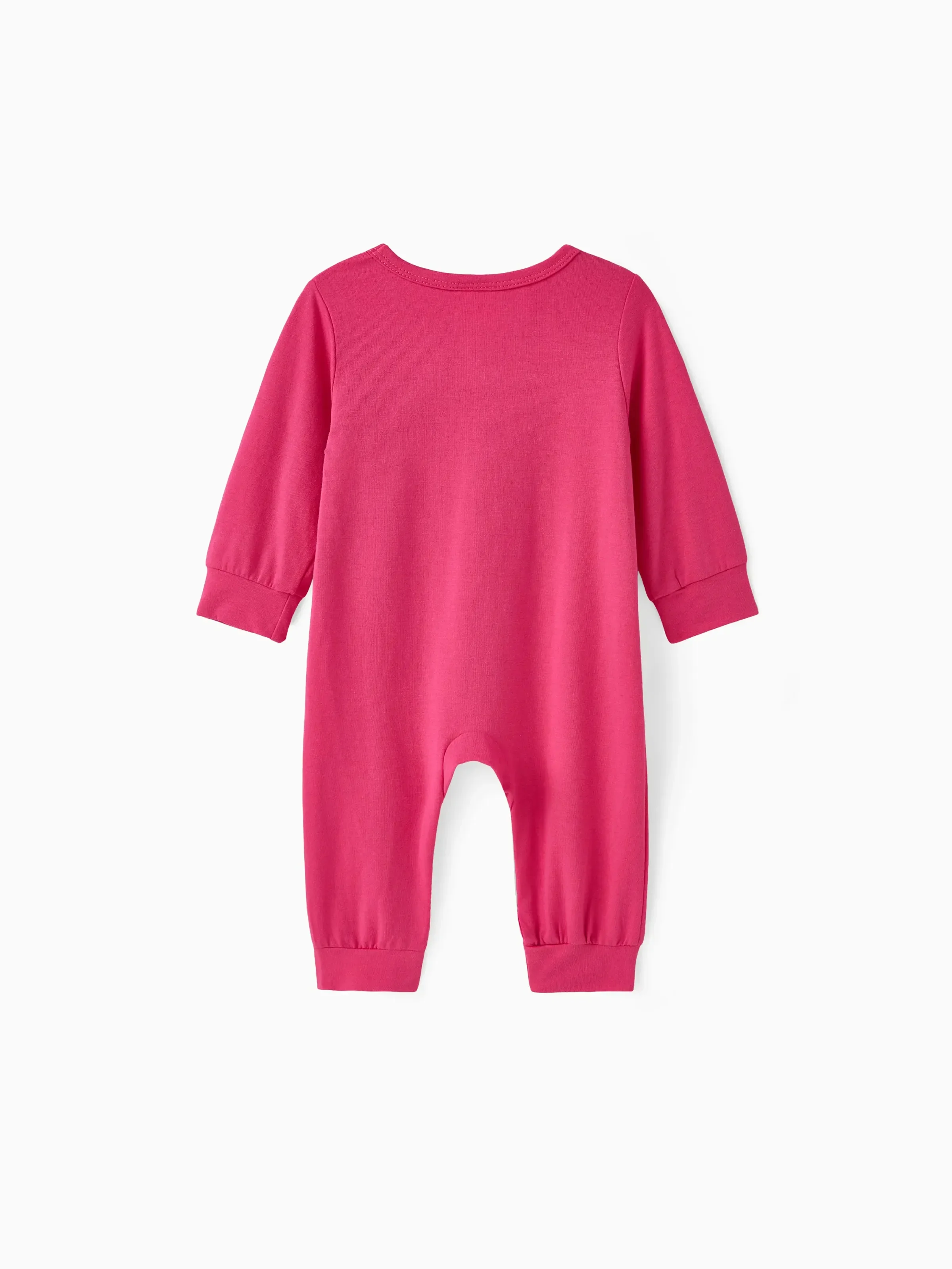 Barbie Baby Girl Letter Embroidered Long-sleeve Jumpsuit Hot Pink - Image 2